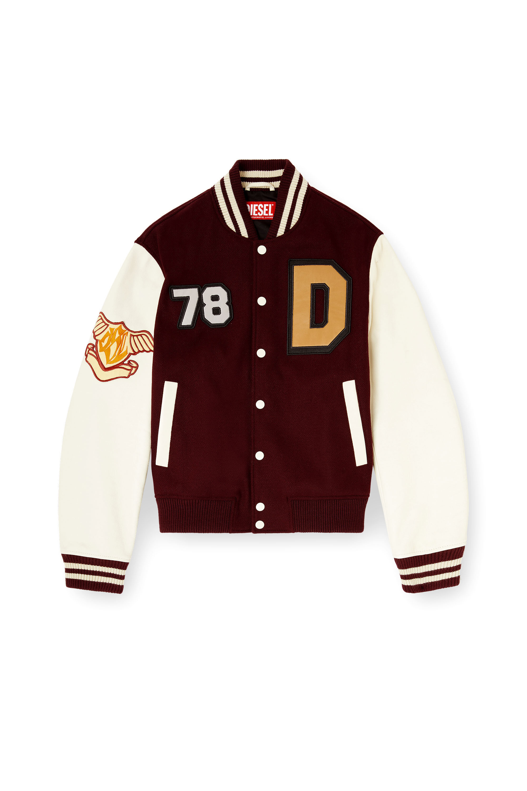 Men's Varsity jacket in wool and leather | Multicolor | Diesel