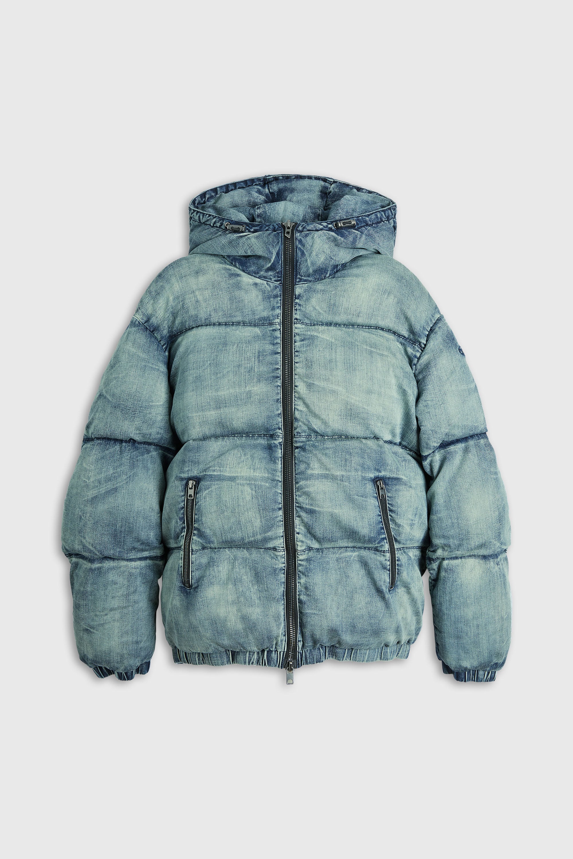 Diesel - W-MONS-WRD, Man's Puffer jacket in stretch denim in Blue - 2