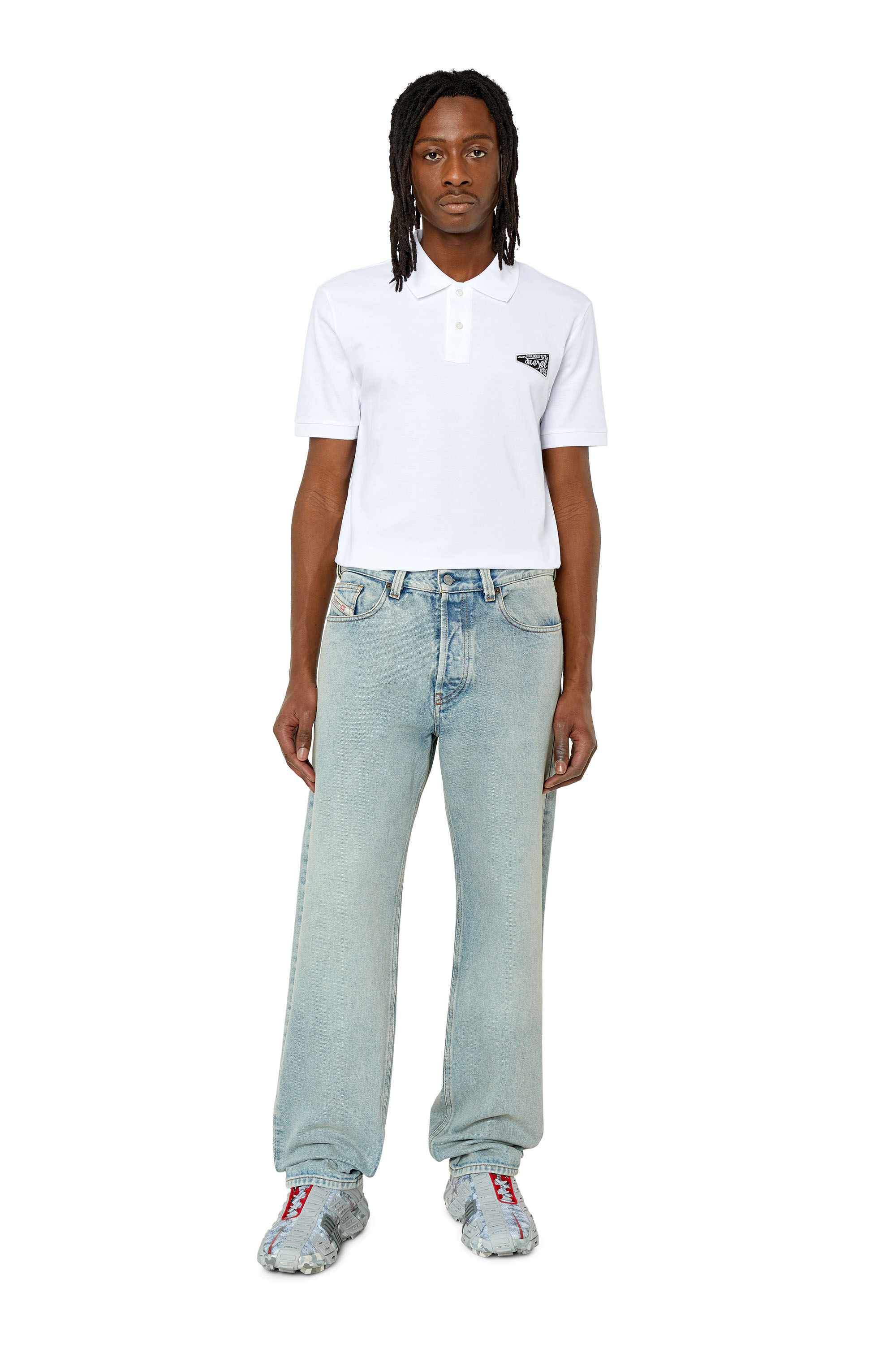 Diesel - T-SMITH-G3, Man's Polo with Brave Industry logo patch in White - 1