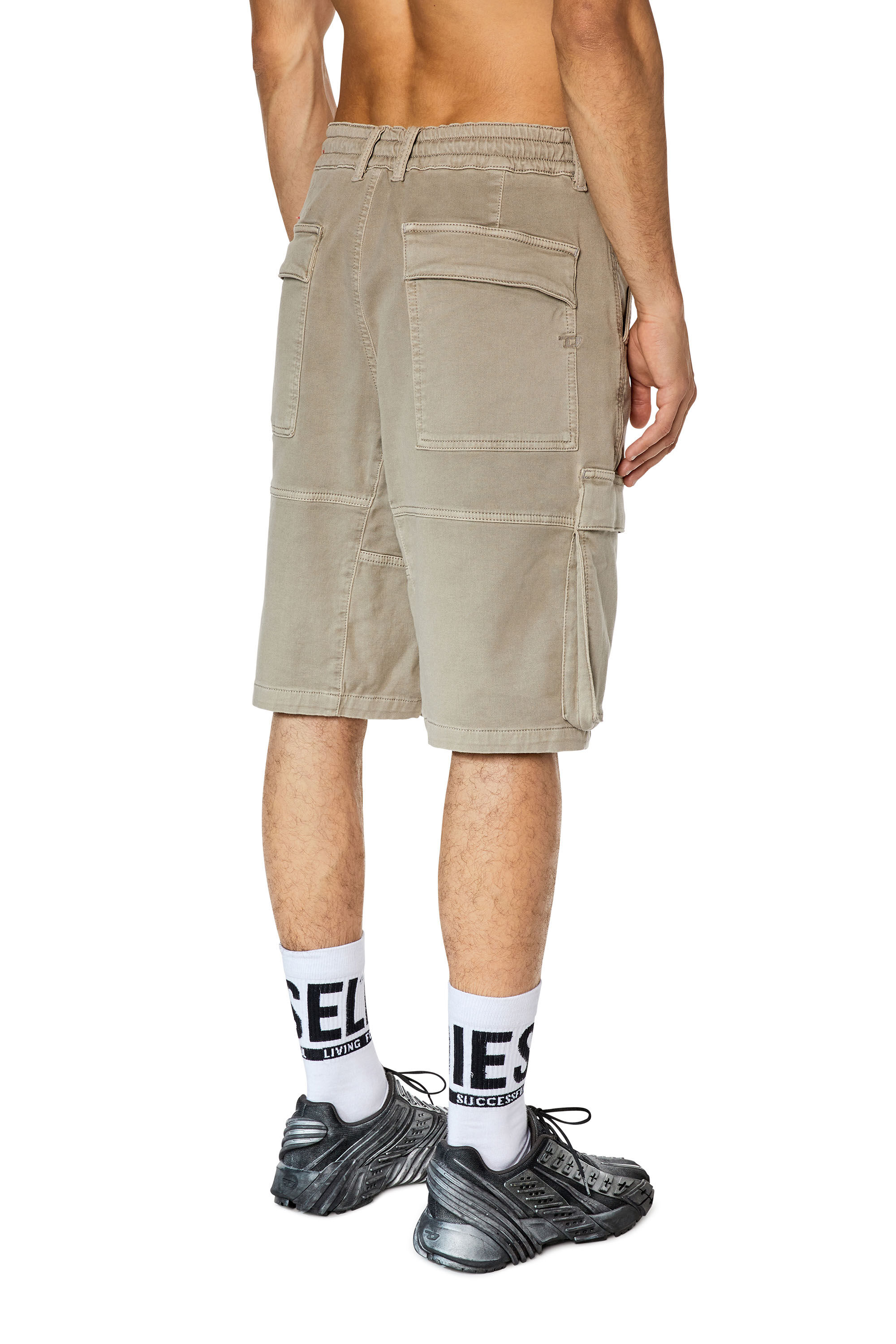 Diesel - D-KROOLEY-CARGO-SHORT JOGG, Man's Cargo shorts in JoggJeans in Light Grey - 5