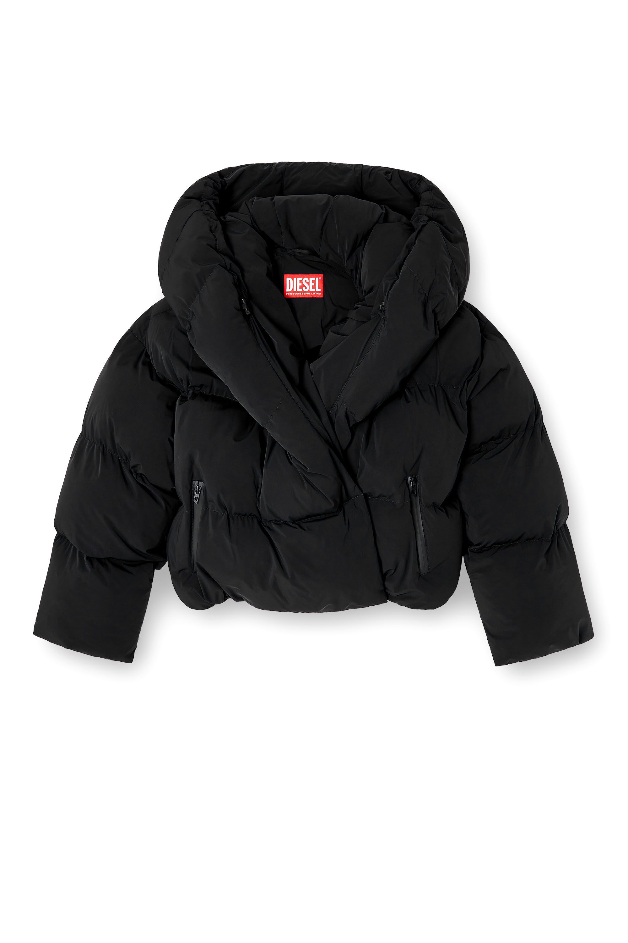 Diesel - W-ILEY-T1, Doudoune enveloppante en nylon bi-stretch Femme in Noir - 2