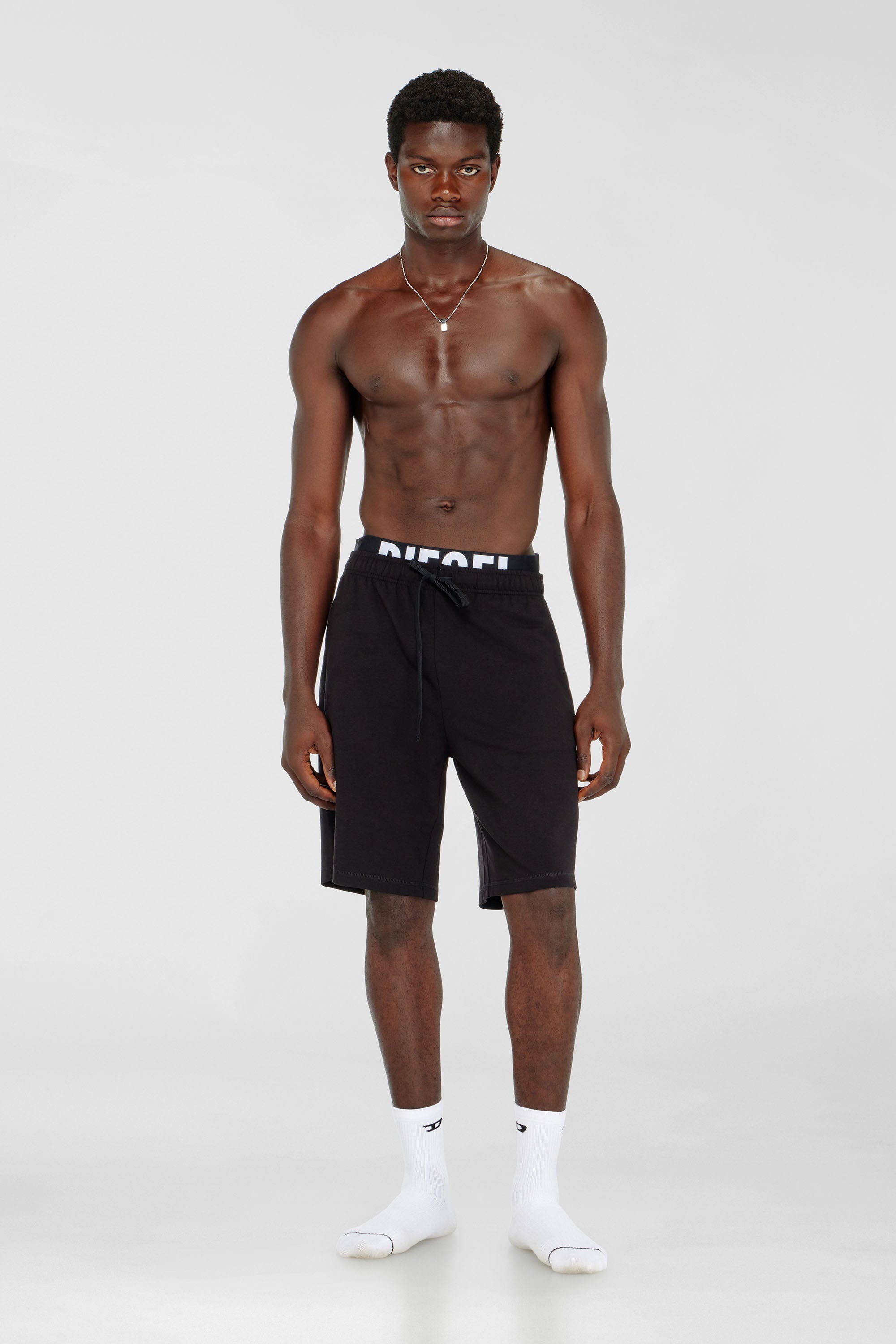 Diesel - DEVIN-D-POP, Short de algod&oacute;n con cintura con logotipo Diesel Hombre in Negro - 3