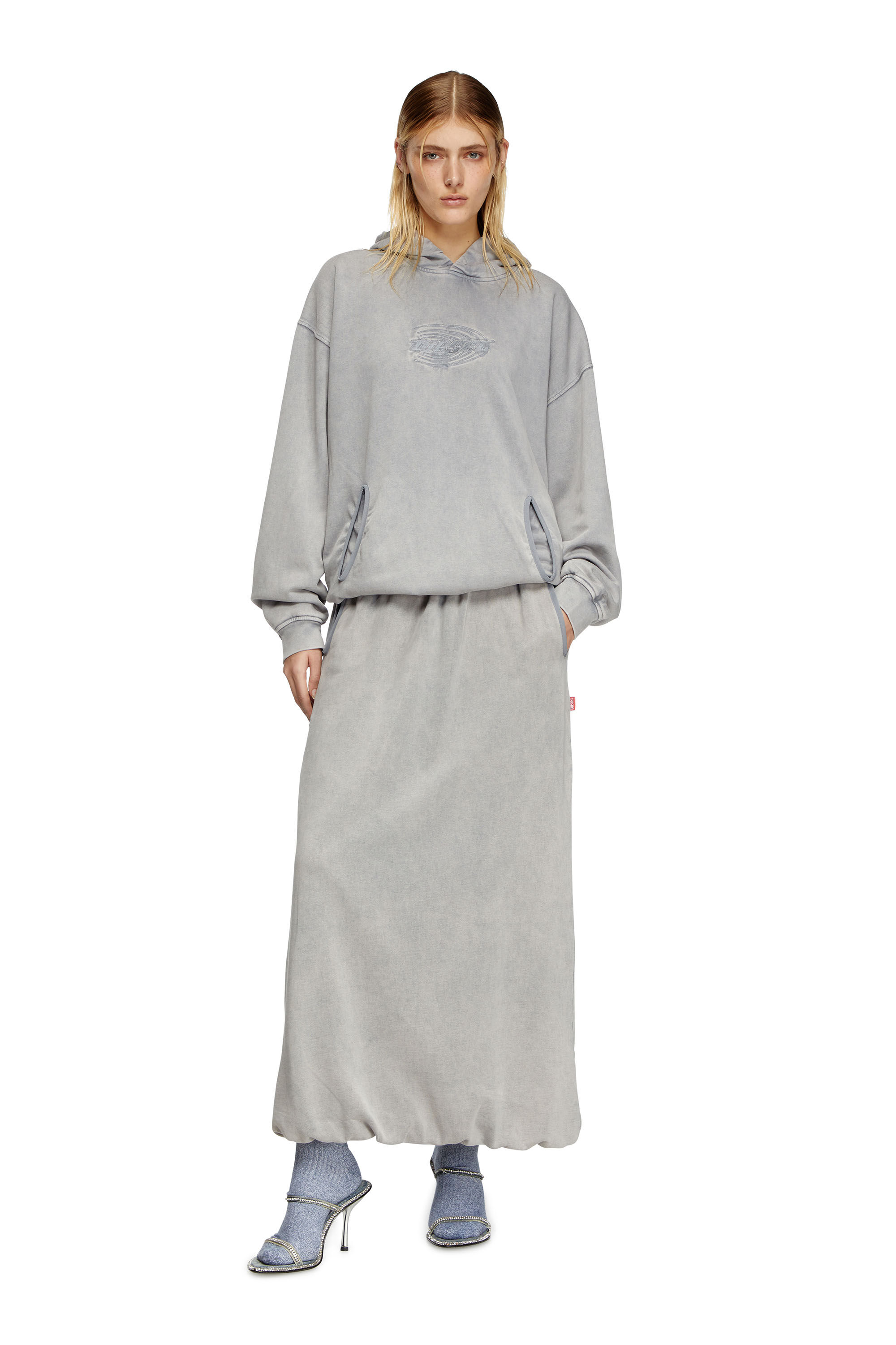 DIESEL S-BOXSTIC-HOOD パーカー・フーディー Women's Gathered acid-wash hoodie | Blue | Diesel