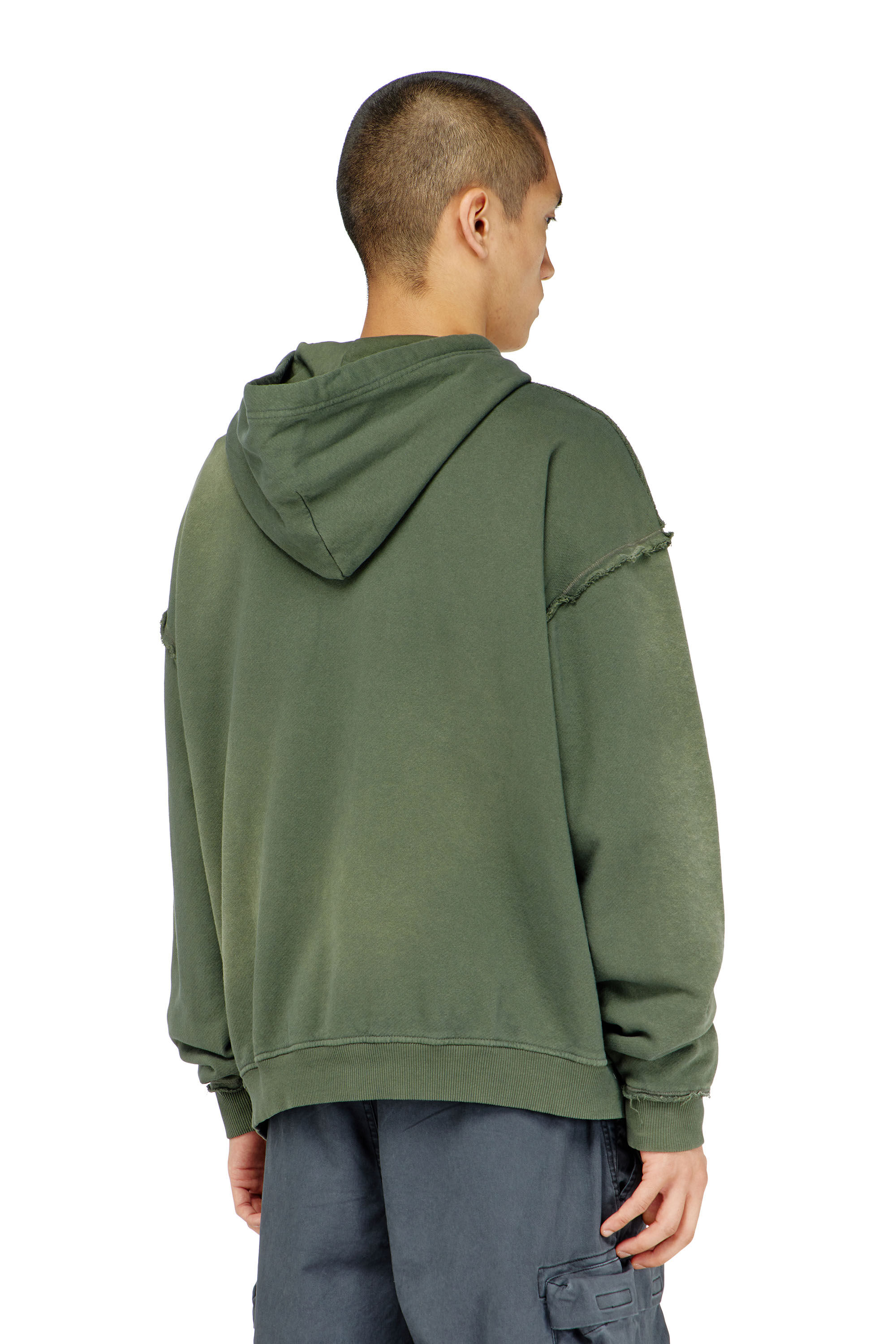 Diesel - S-POCK-HOOD, Male's Faded cotton hoodie with frayed details in null - 4