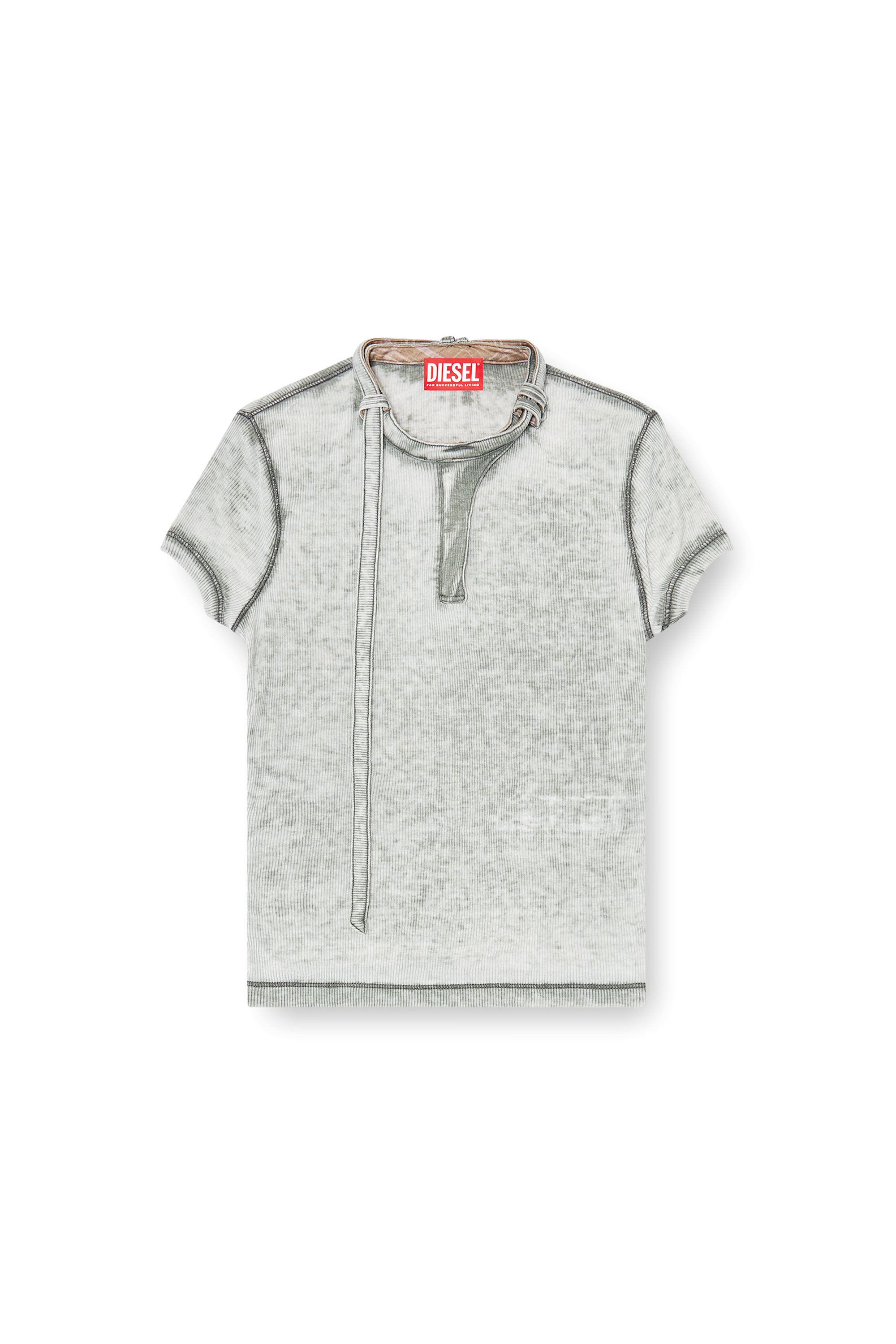 Women's Rib-jersey top with biker neck strap | Grey | Diesel