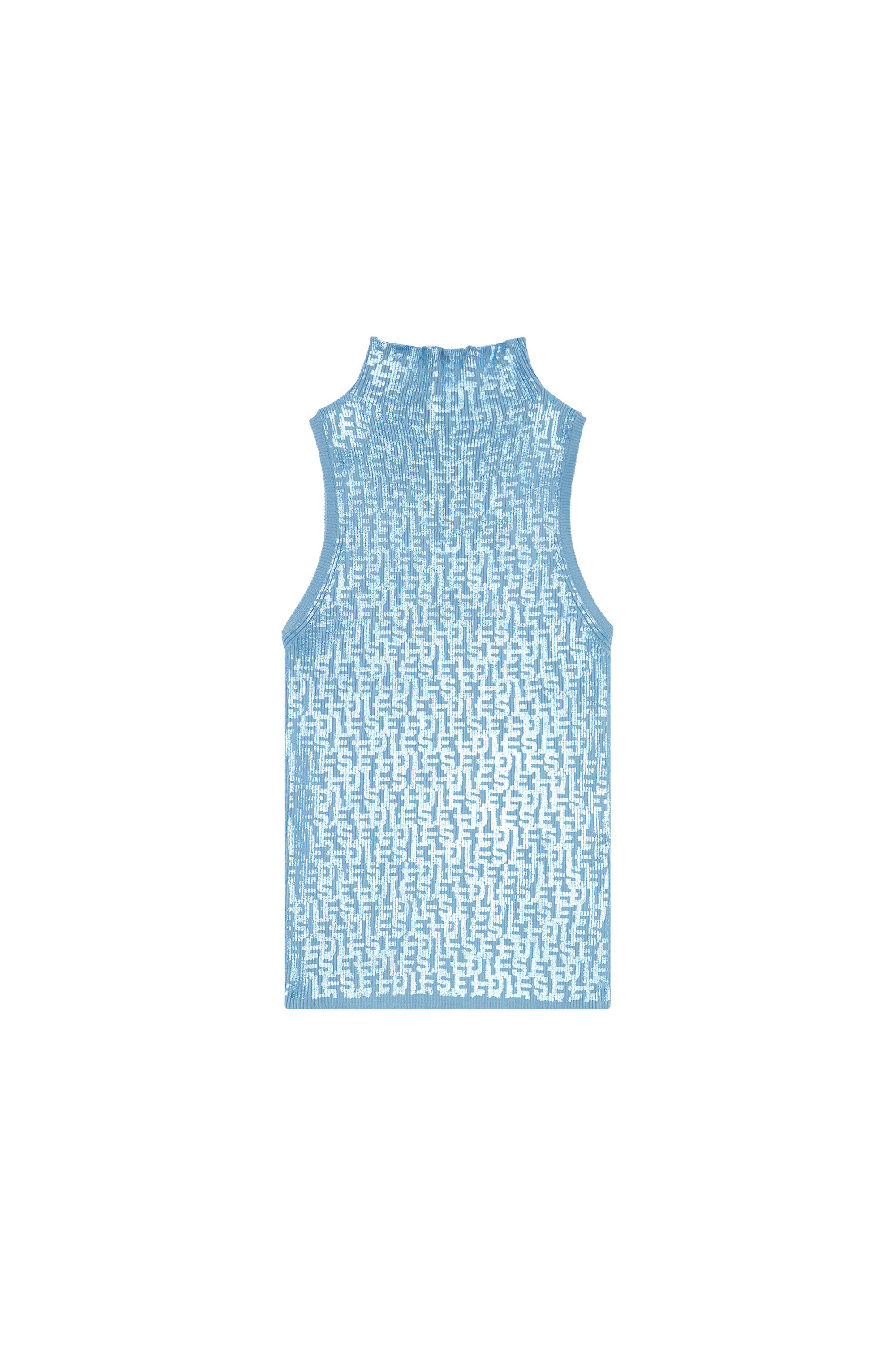 Diesel - FF-M-EGEO, Female's Tank top with metallic monogram print in Light Blue - 2
