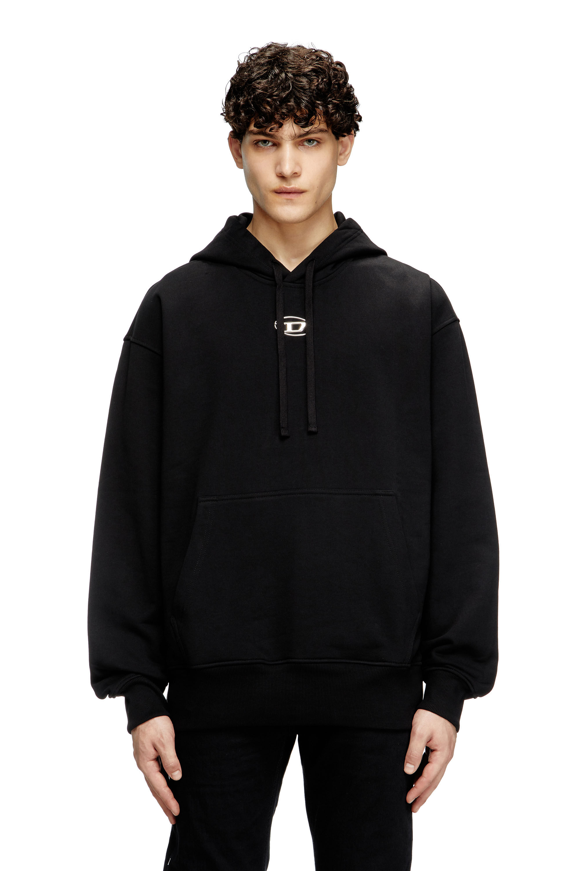 Diesel - S-MACS-HOOD-OD, Male's Oversized hoodie with metallic logo in Black - 3