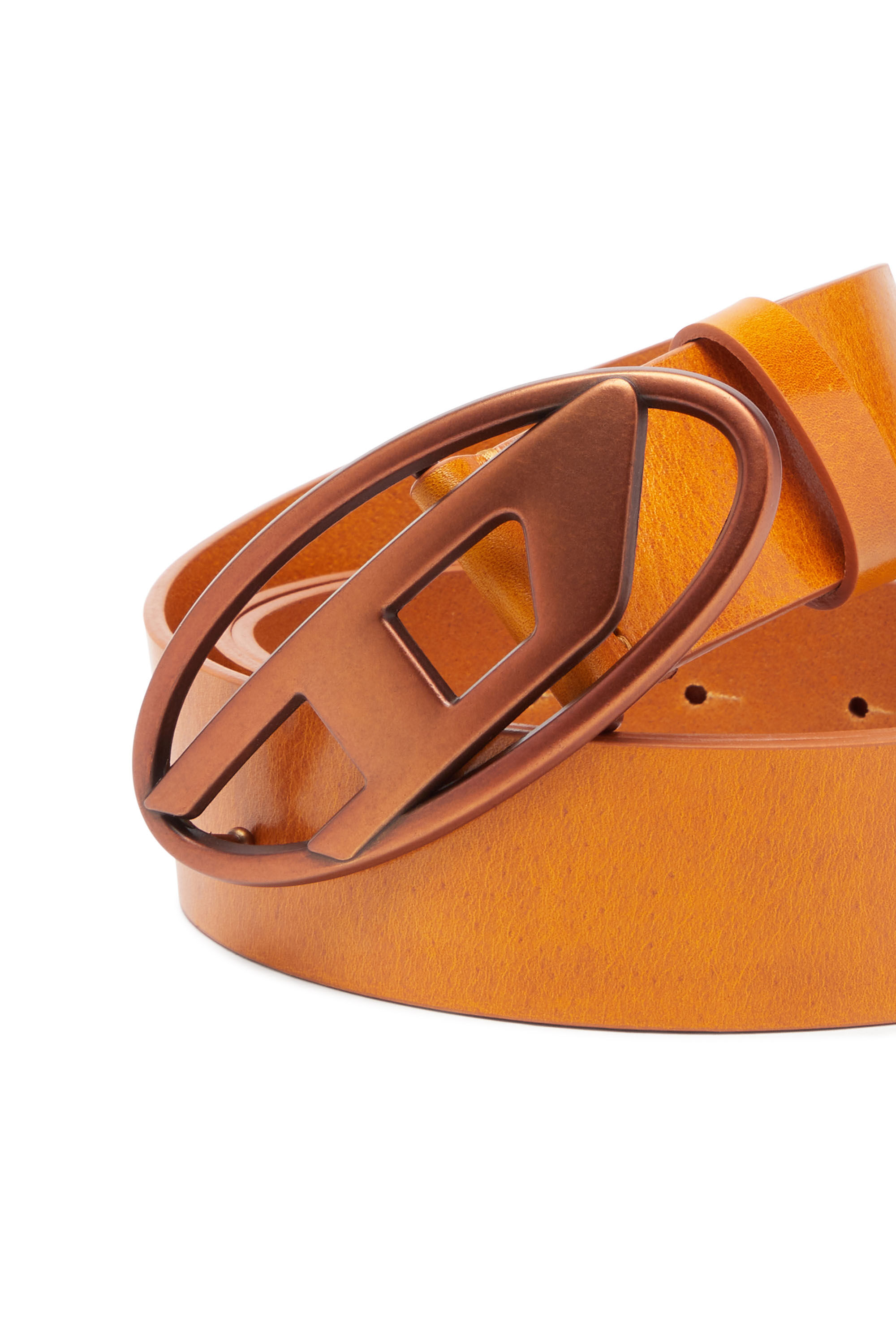 Diesel - B-1DR, Unisex's 3.9cm leather belt with tonal buckle in Orange - 3
