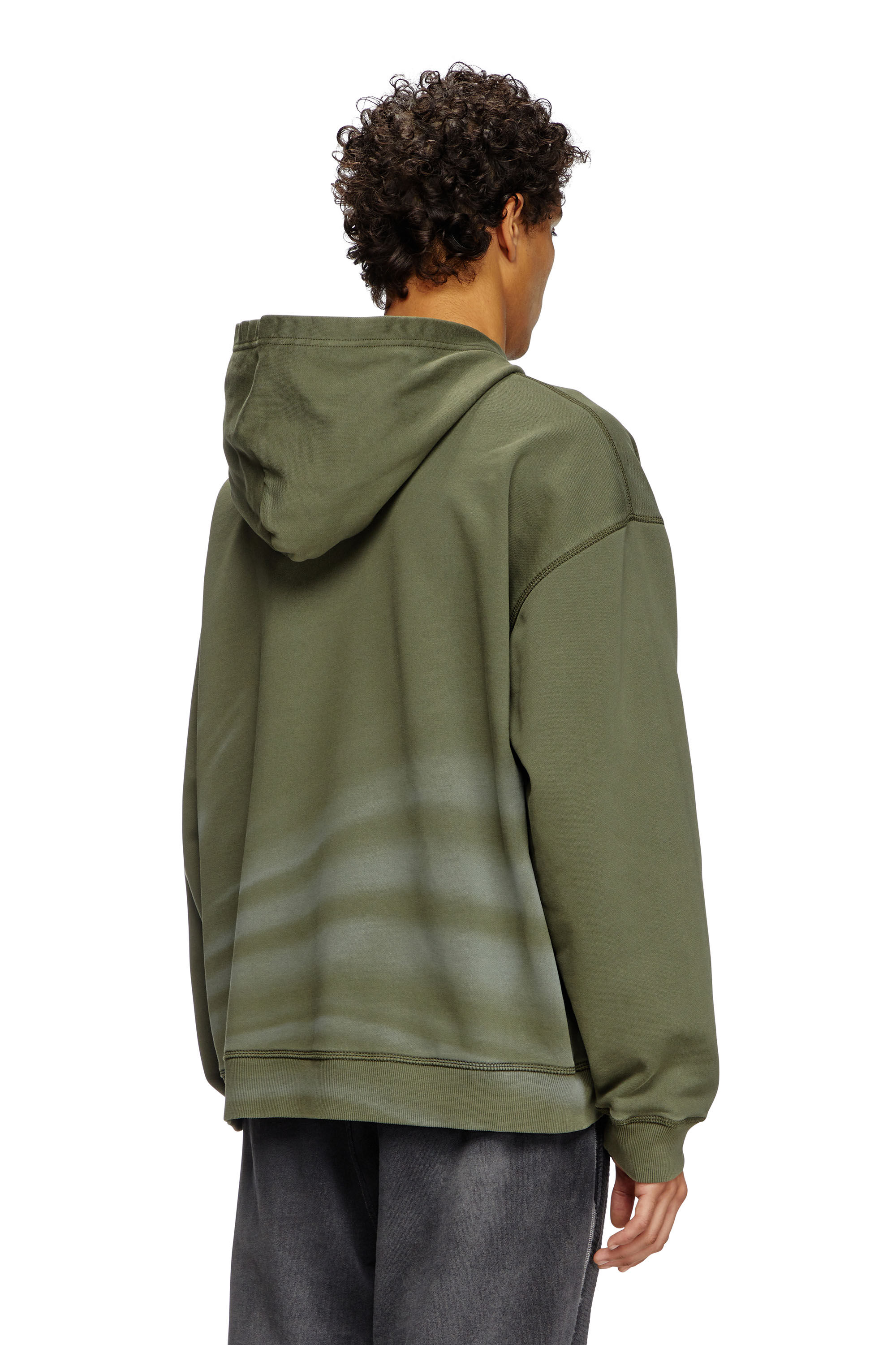 Diesel - S-BOXT-HOOD-R9, Male's Laser-faded logo hoodie in Olive Green - 4