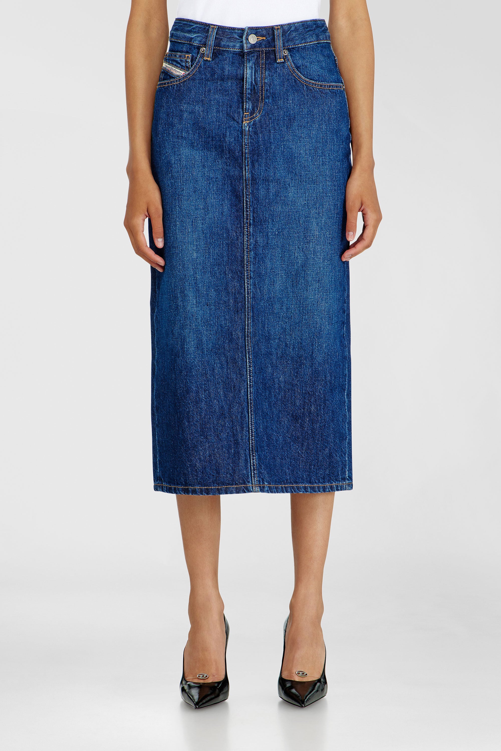 Diesel - DE-SKYE-D, Falda vaquera midi Mujer in Azul marino - 3