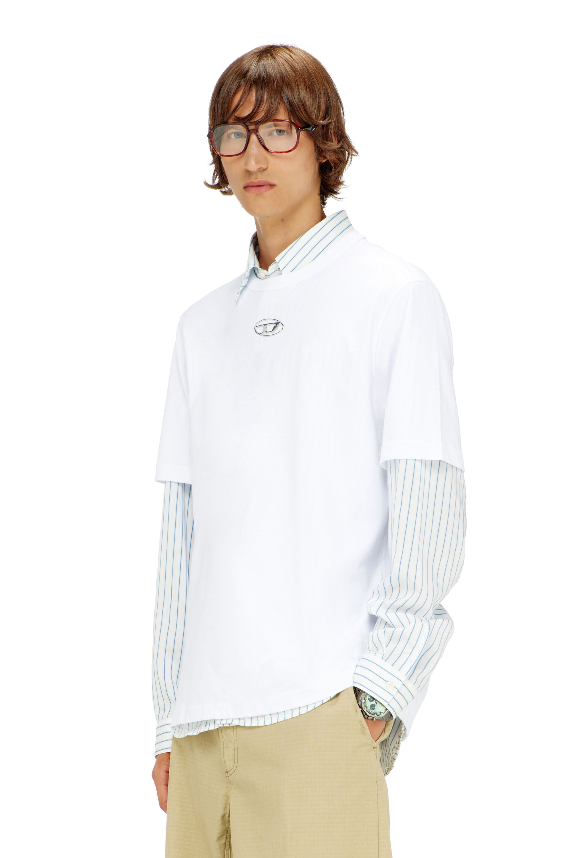 Diesel - T-ADJUST-OD, Man's Crew Neck T-Shirt with Oval D in White - 3