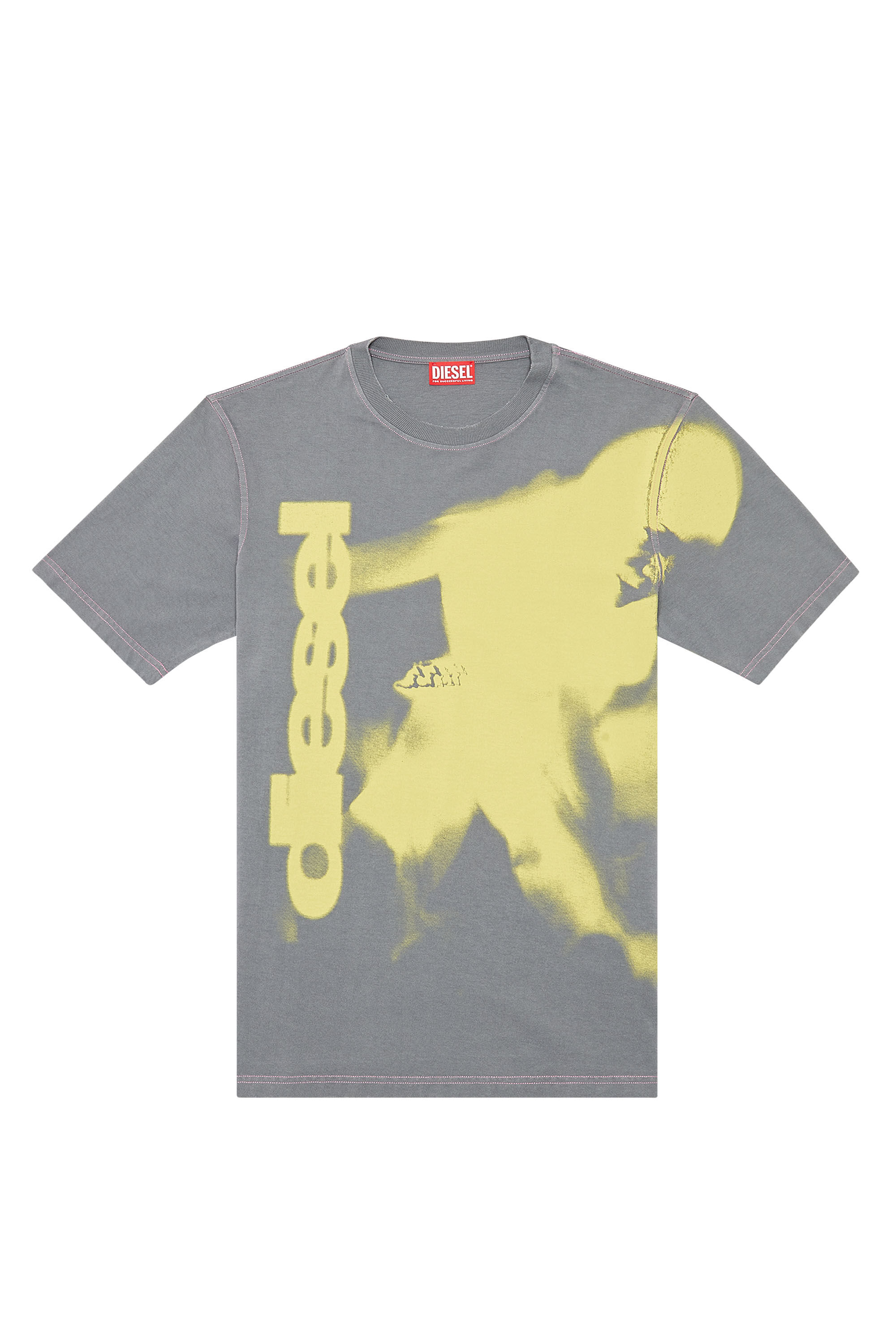 Diesel - T-JUST-N13, T-shirt avec imprimé taché Homme in Gris - 2