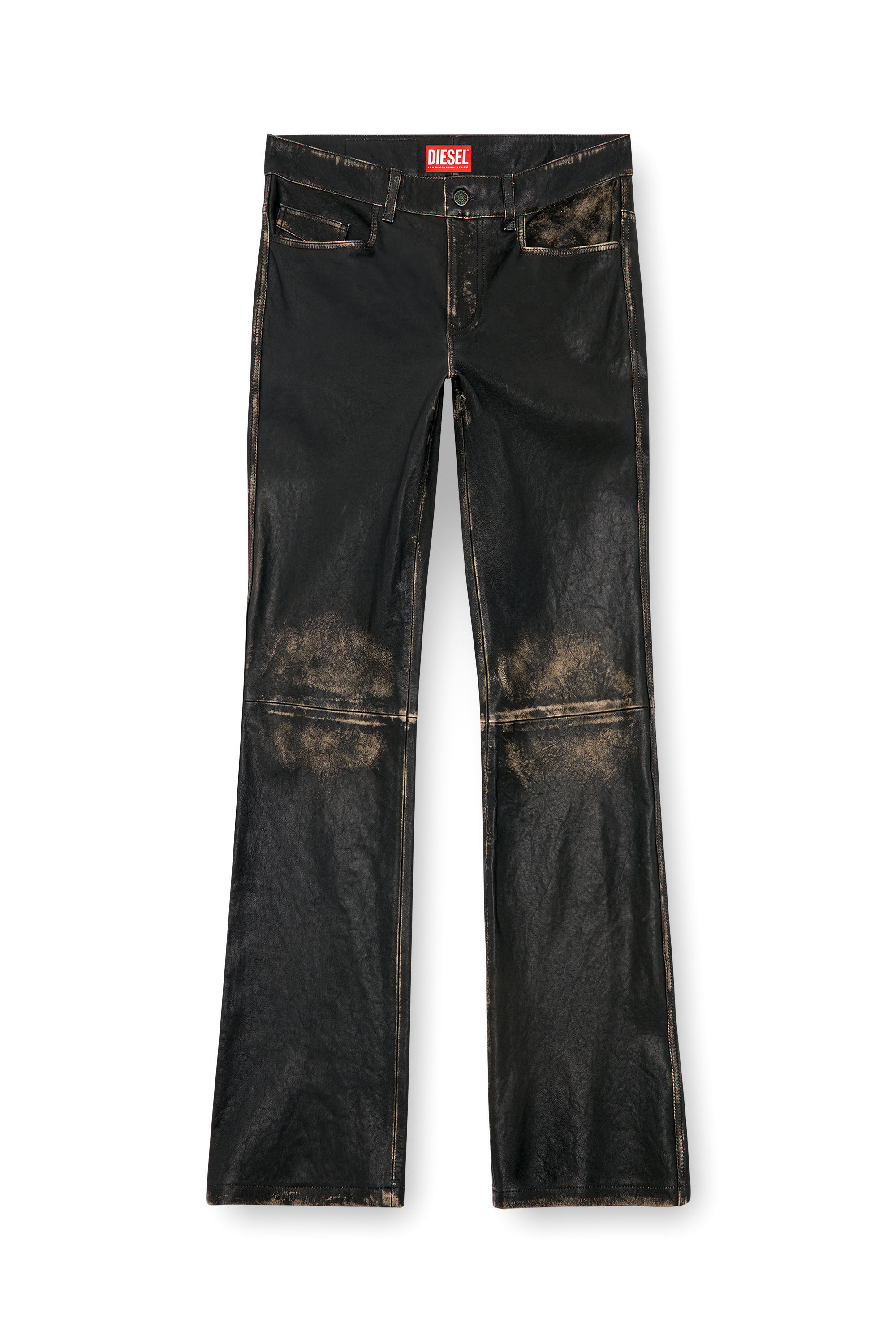 Diesel - P-BLIXIA, Male's Distressed leather pants in Black - 2