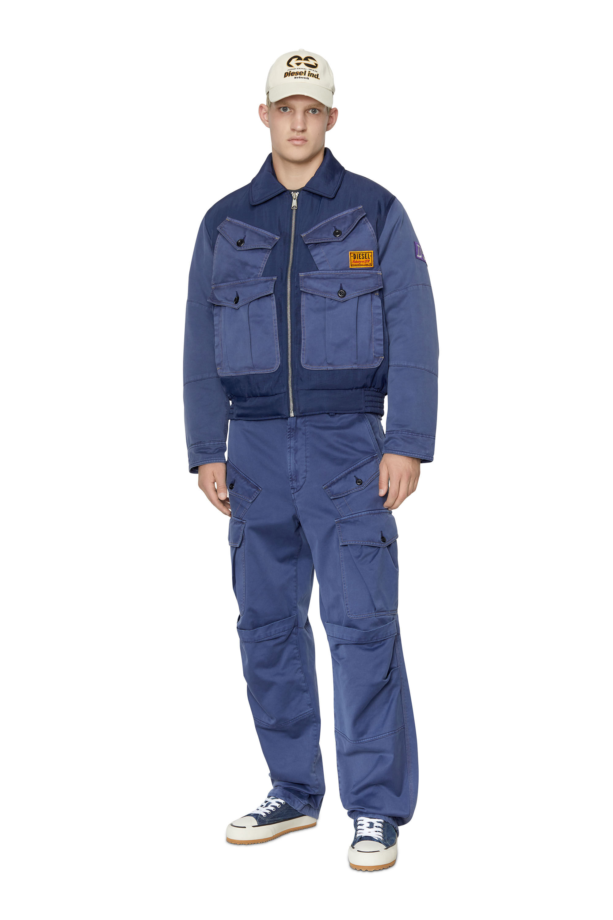 Diesel - W-MANFRED, Veste matelassée avec poches utilitaires Homme in Bleu - 1