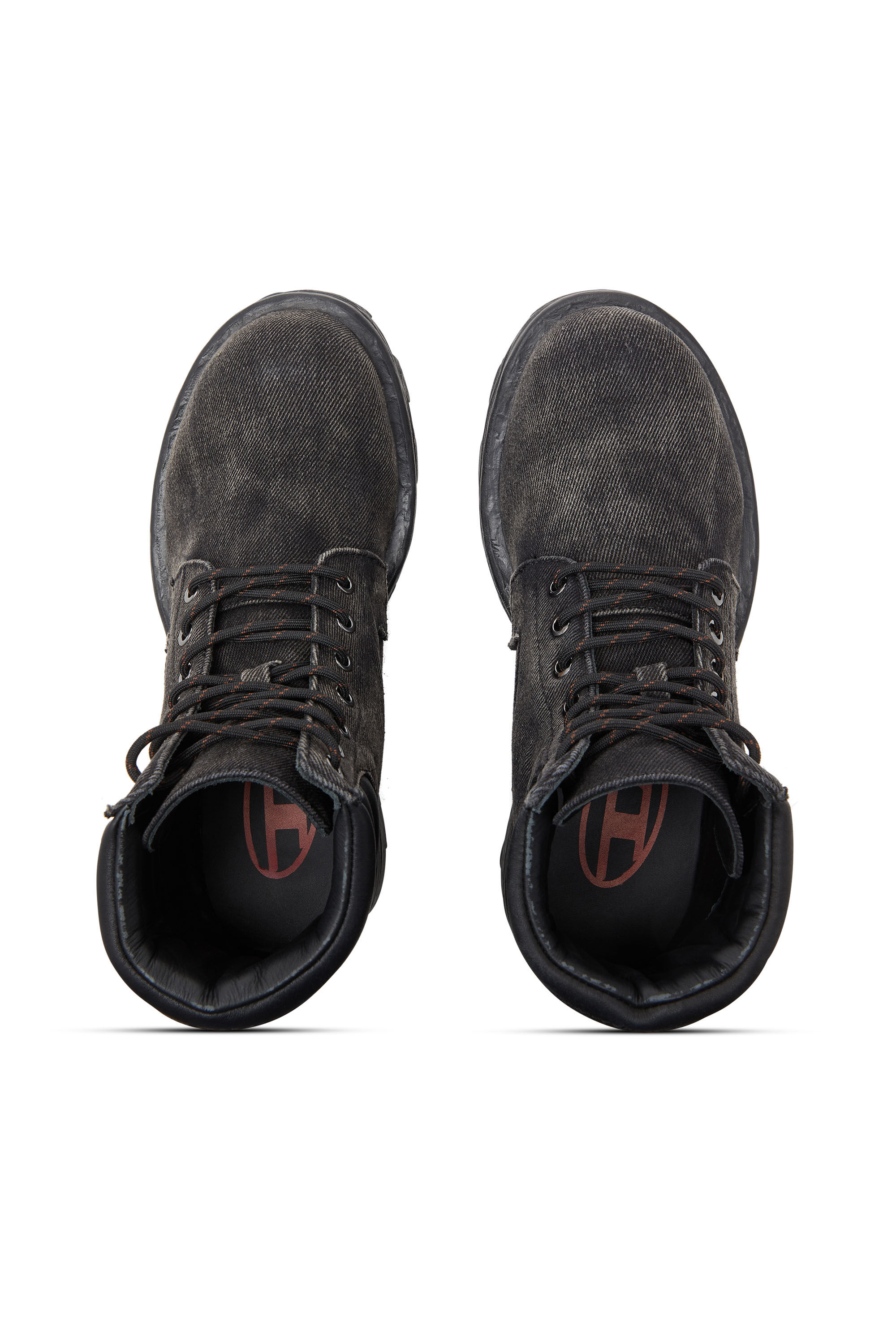 Diesel - D-HAMMER LACE UP W, Female's D-Hammer-Combat boots in denim and leather in Dark Grey - 4