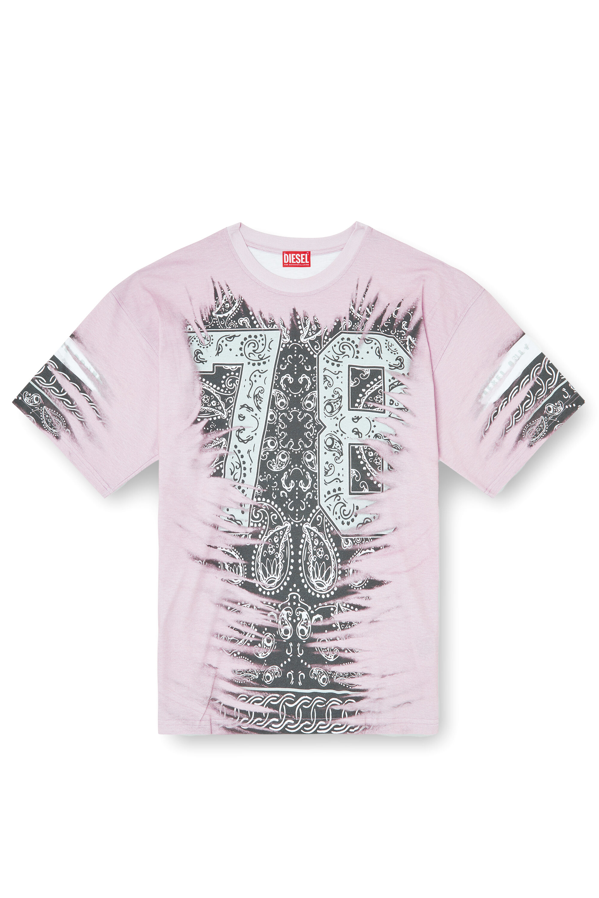 Men's T-shirt with 78 bandana print | Pink | Diesel