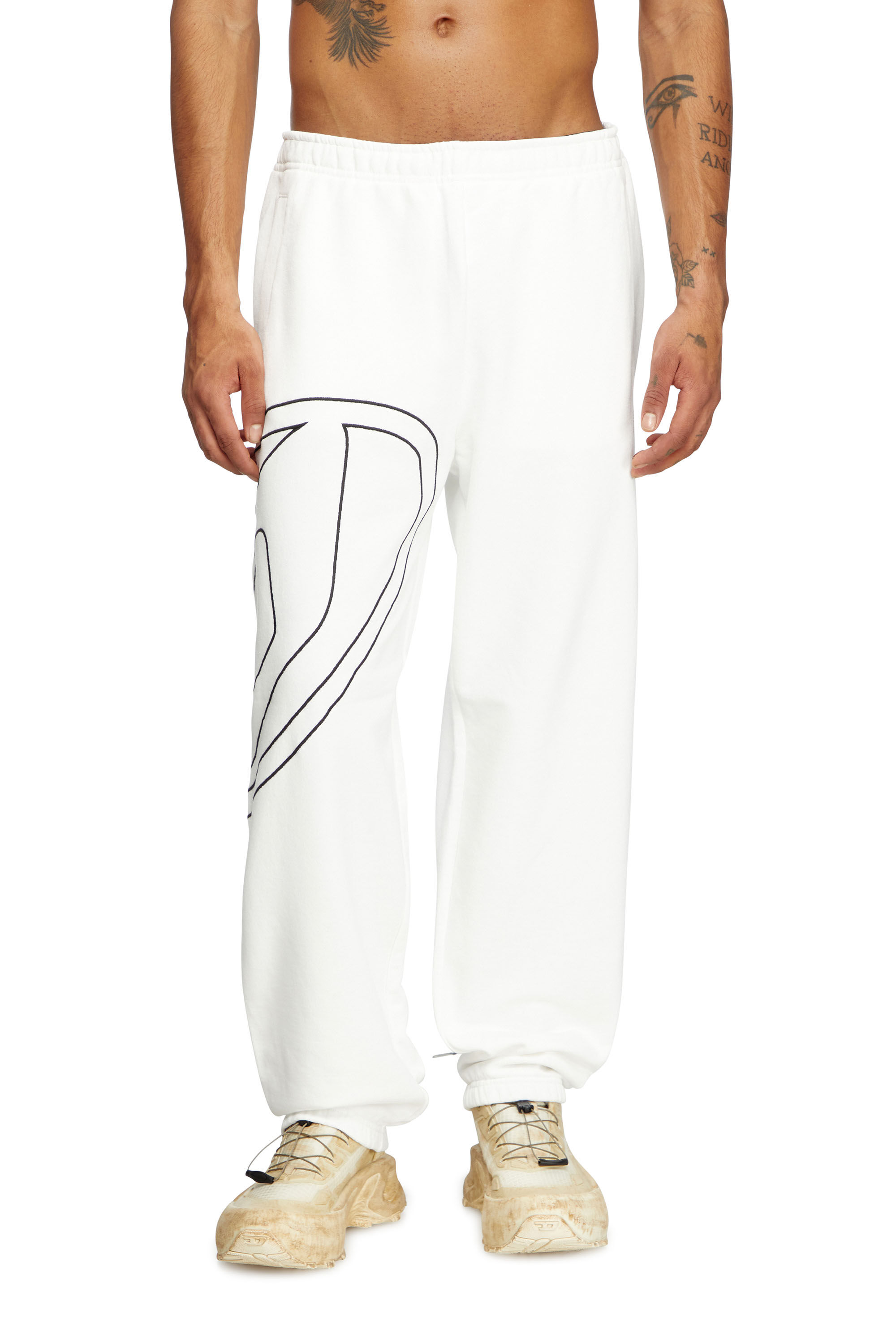 Men's Track pants with mega oval D | White | Diesel US