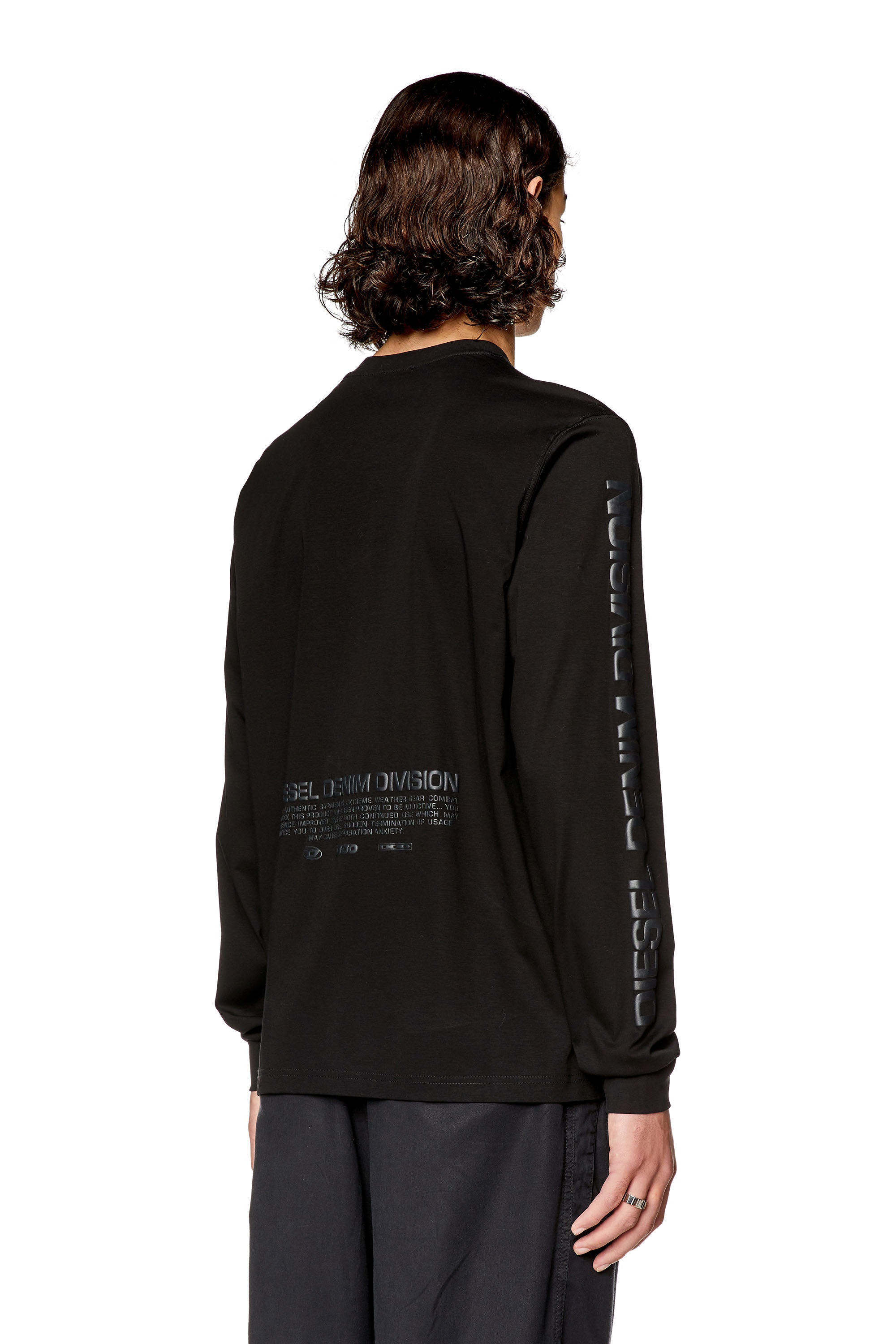Diesel - T-MUST-LS-L4, Male's T-shirt with DDD puff print in Black - 4