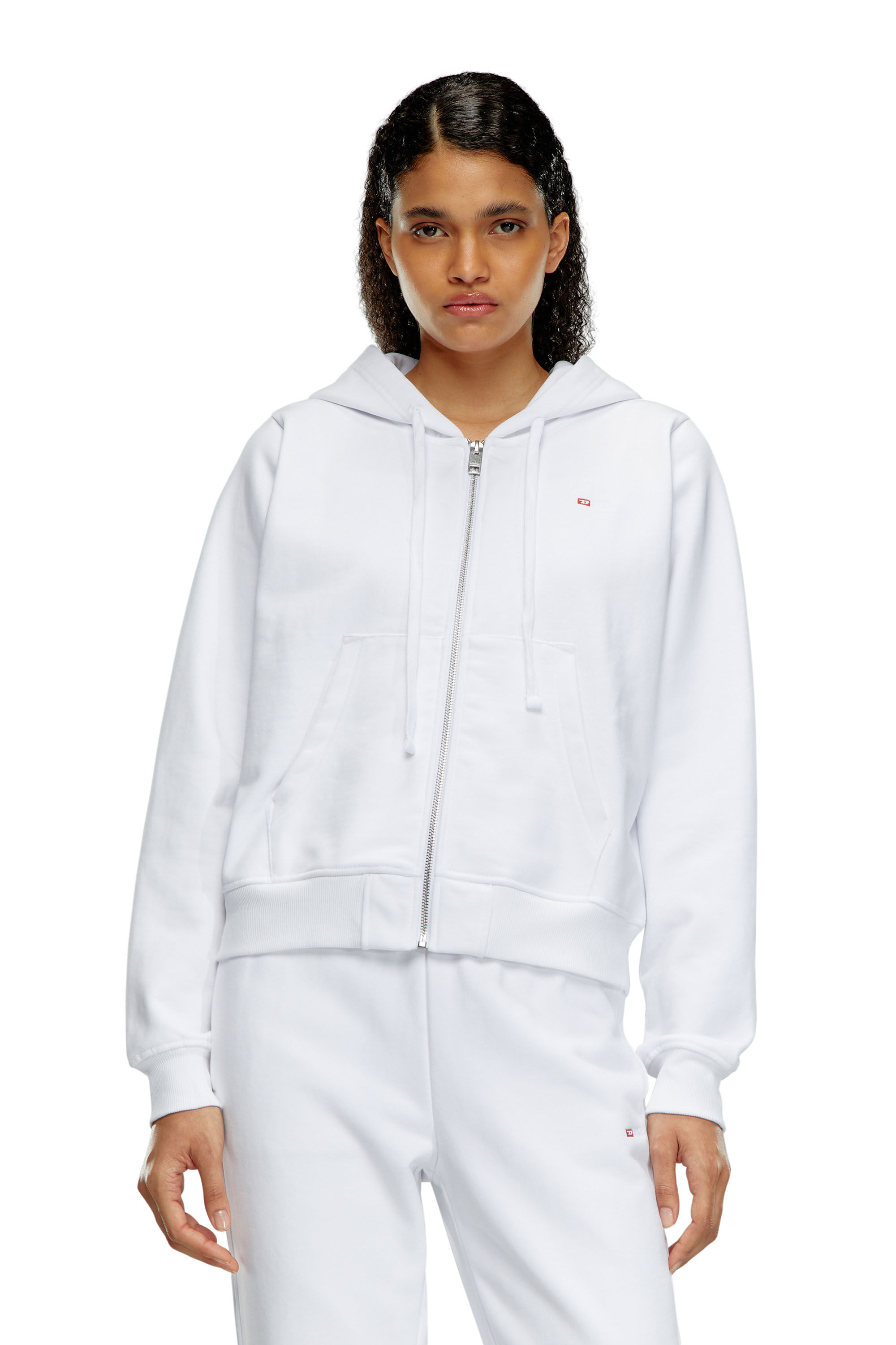 Diesel - F-REGGY-HOOD-ZIP-MICRODIV, Woman's Hoodie with embroidered micro logo in White - 5