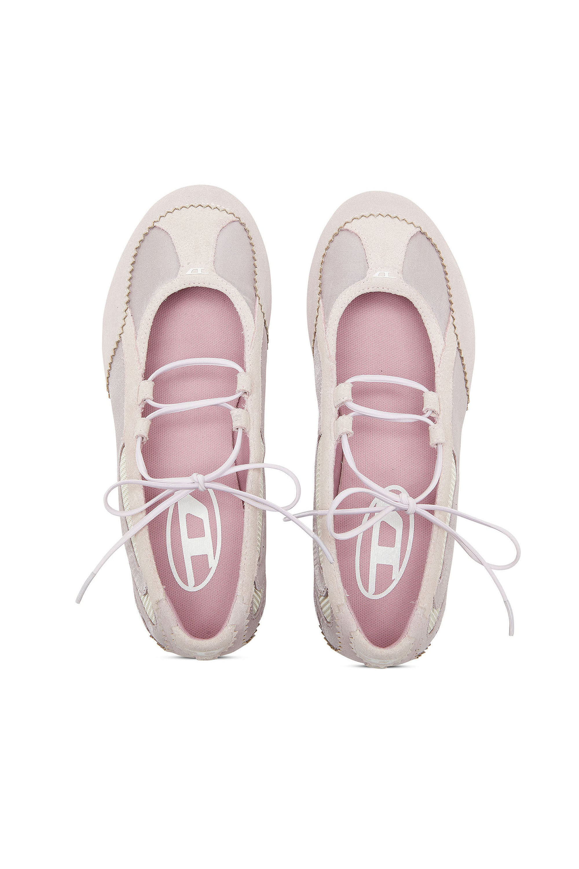 Women's D-Mile - Lace-up ballerina flats in leather and mesh
