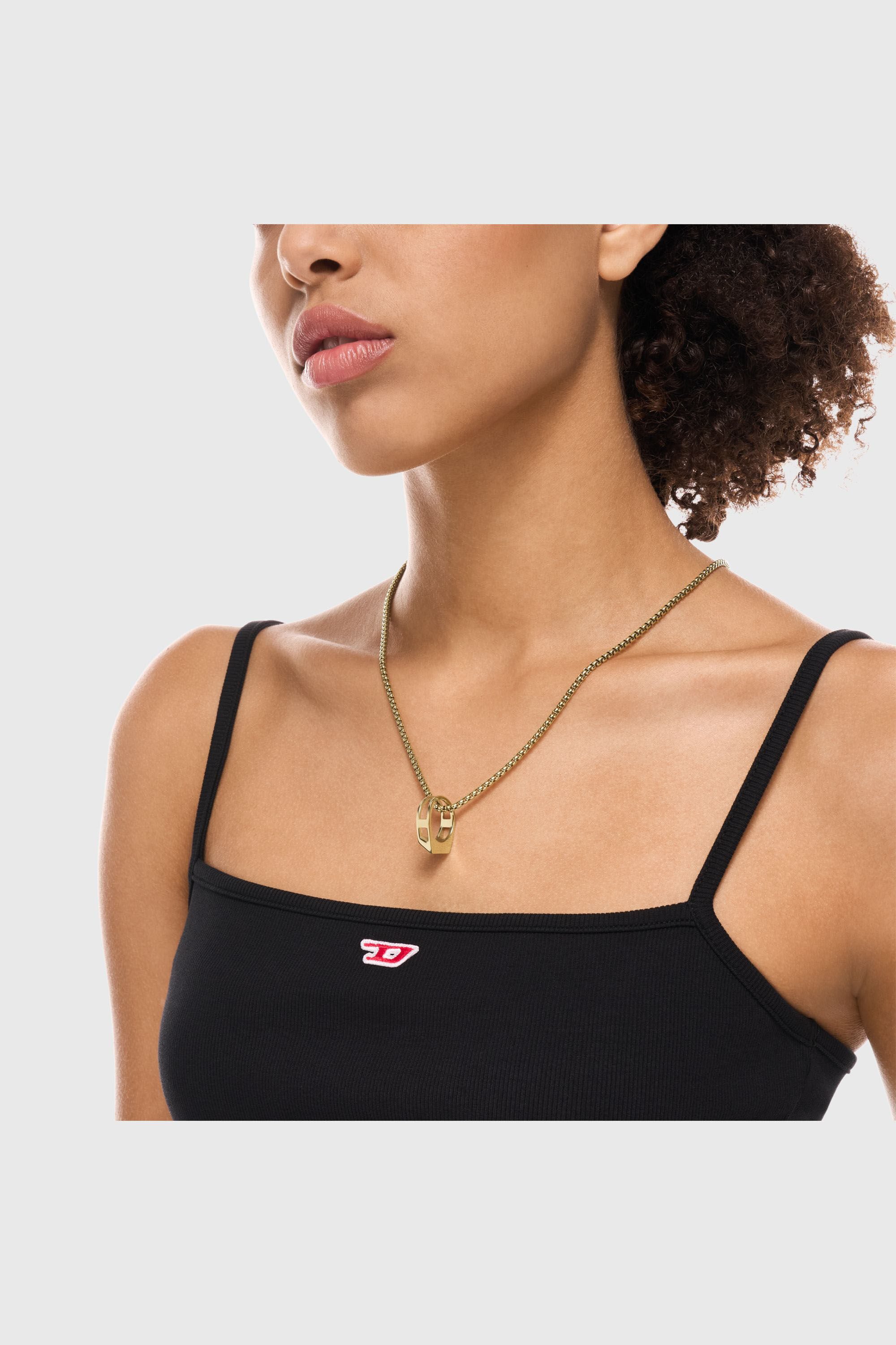 Diesel - DX1670710 JEWELLERY, Collar con colgante de acero inoxidable Unisex in Dorado - 3