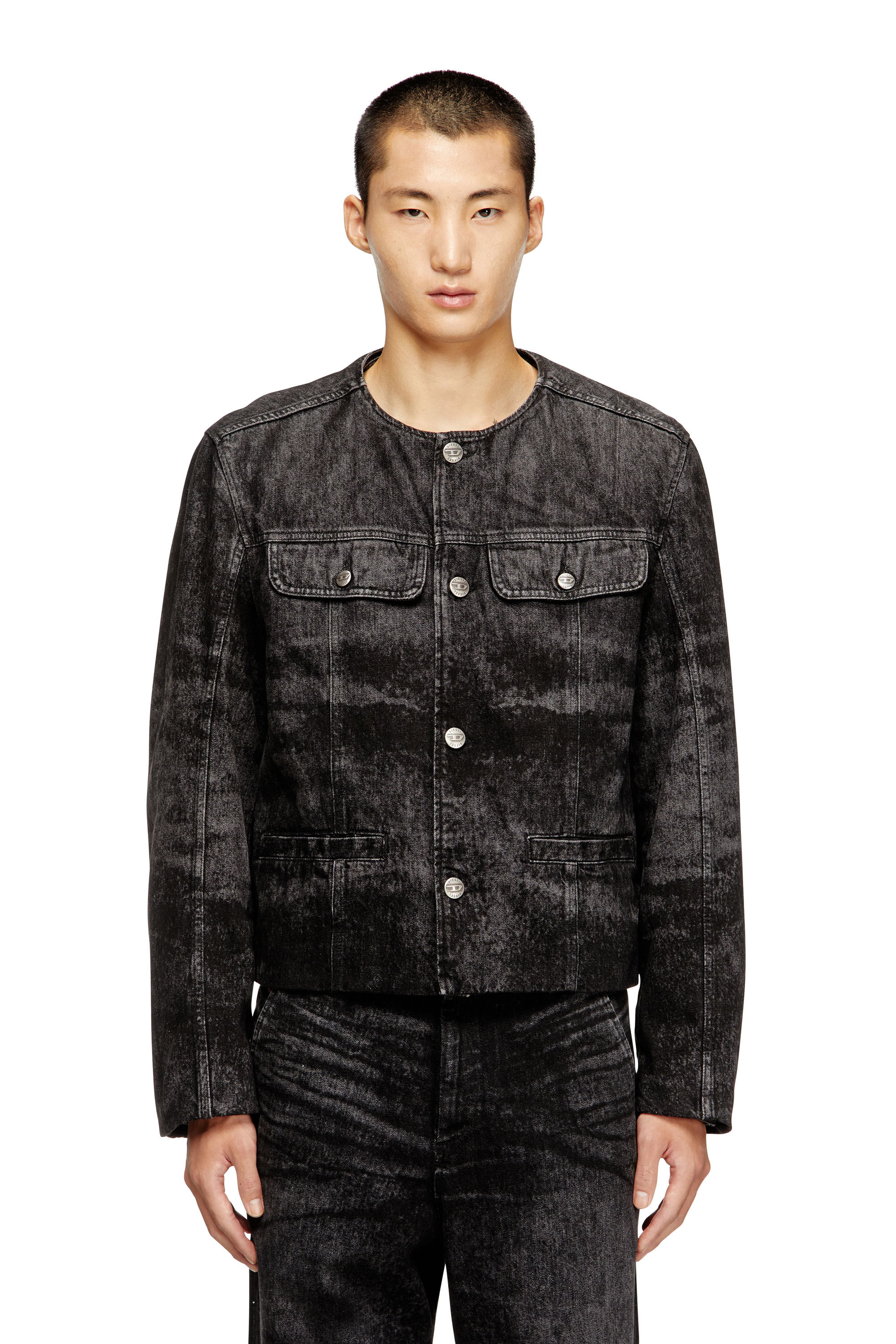 Diesel - D-ABERDEEN-FSH2, Veste en denim de coton et chanvre gravé au laser Homme in Noir - 3