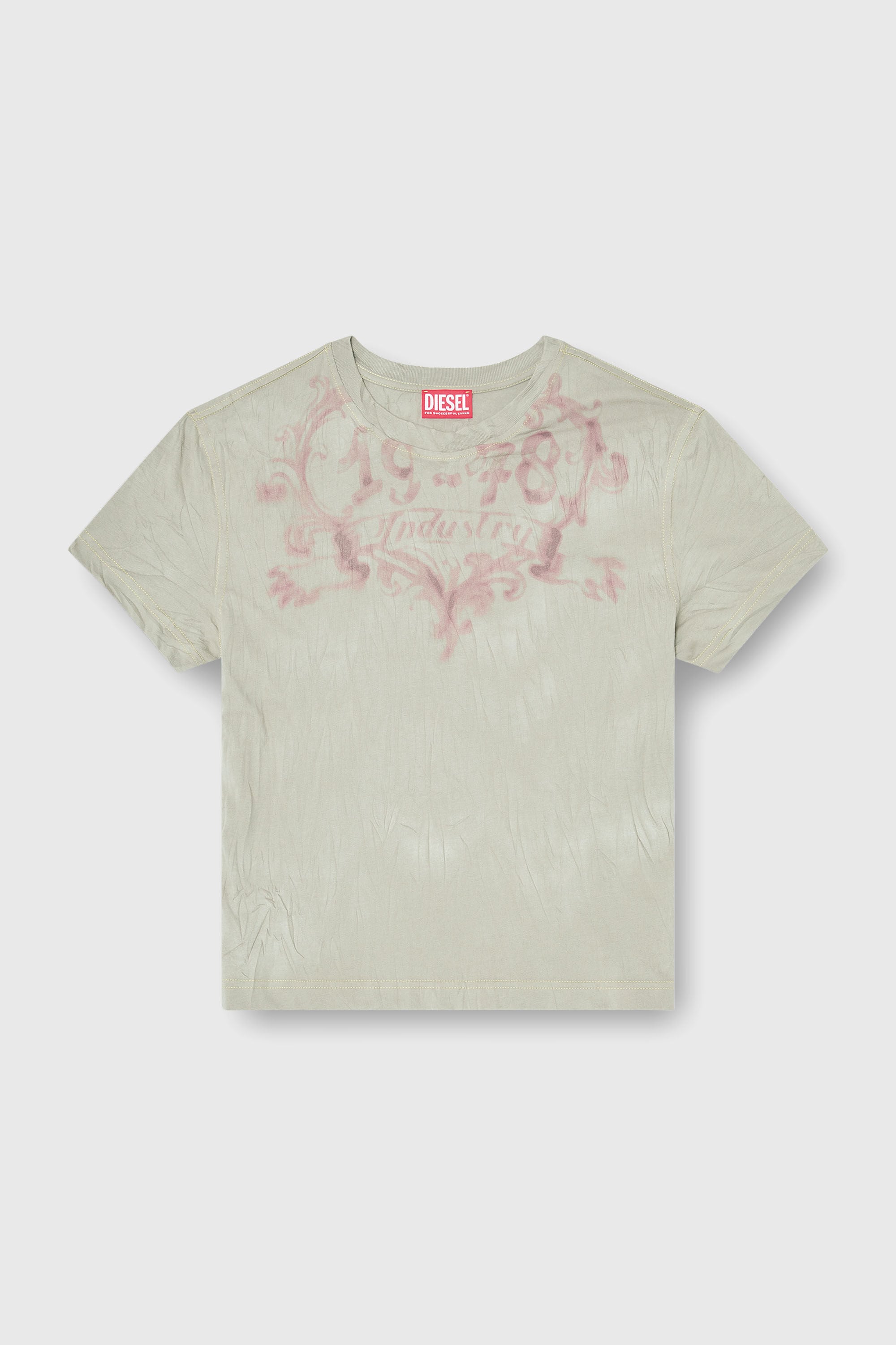 Diesel - T-ILA-AA5, Woman's Cotton T-shirt with graphic print in Beige/Pink - 2