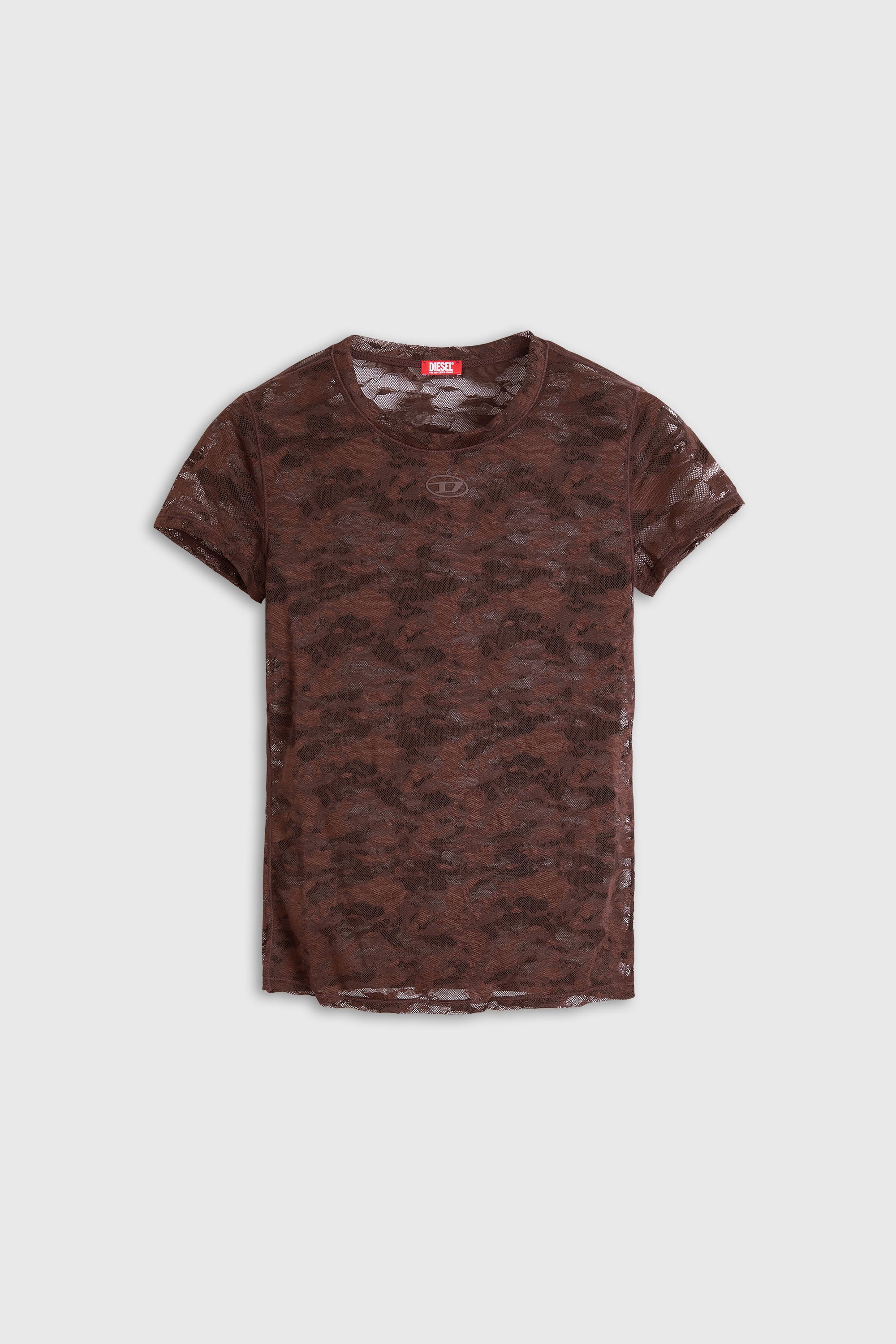 Diesel - KASIA-UTLT, Woman's Camo lace T-shirt in Dark Brown - 5