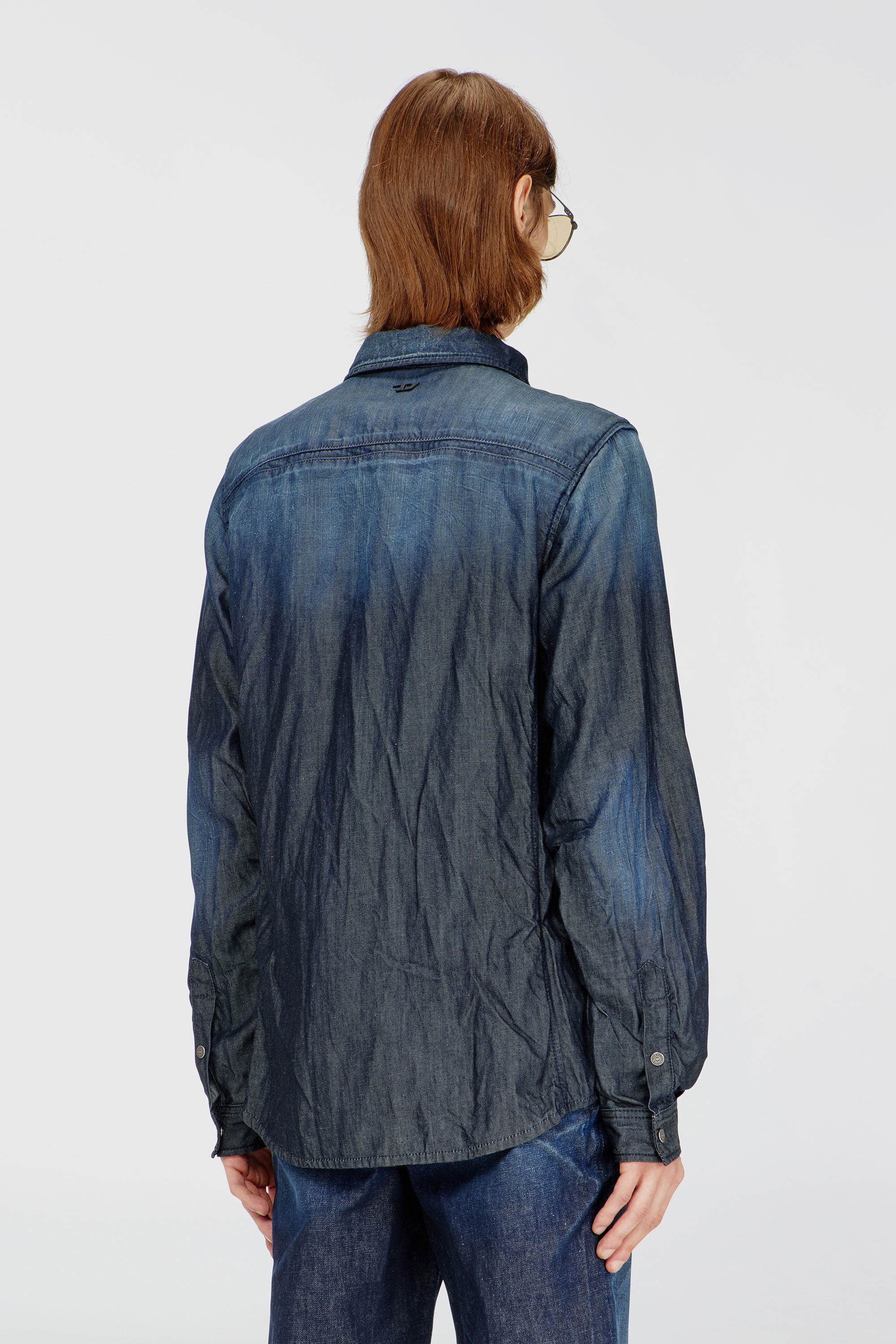 Men's Shirt in creased denim | Blue | Diesel US