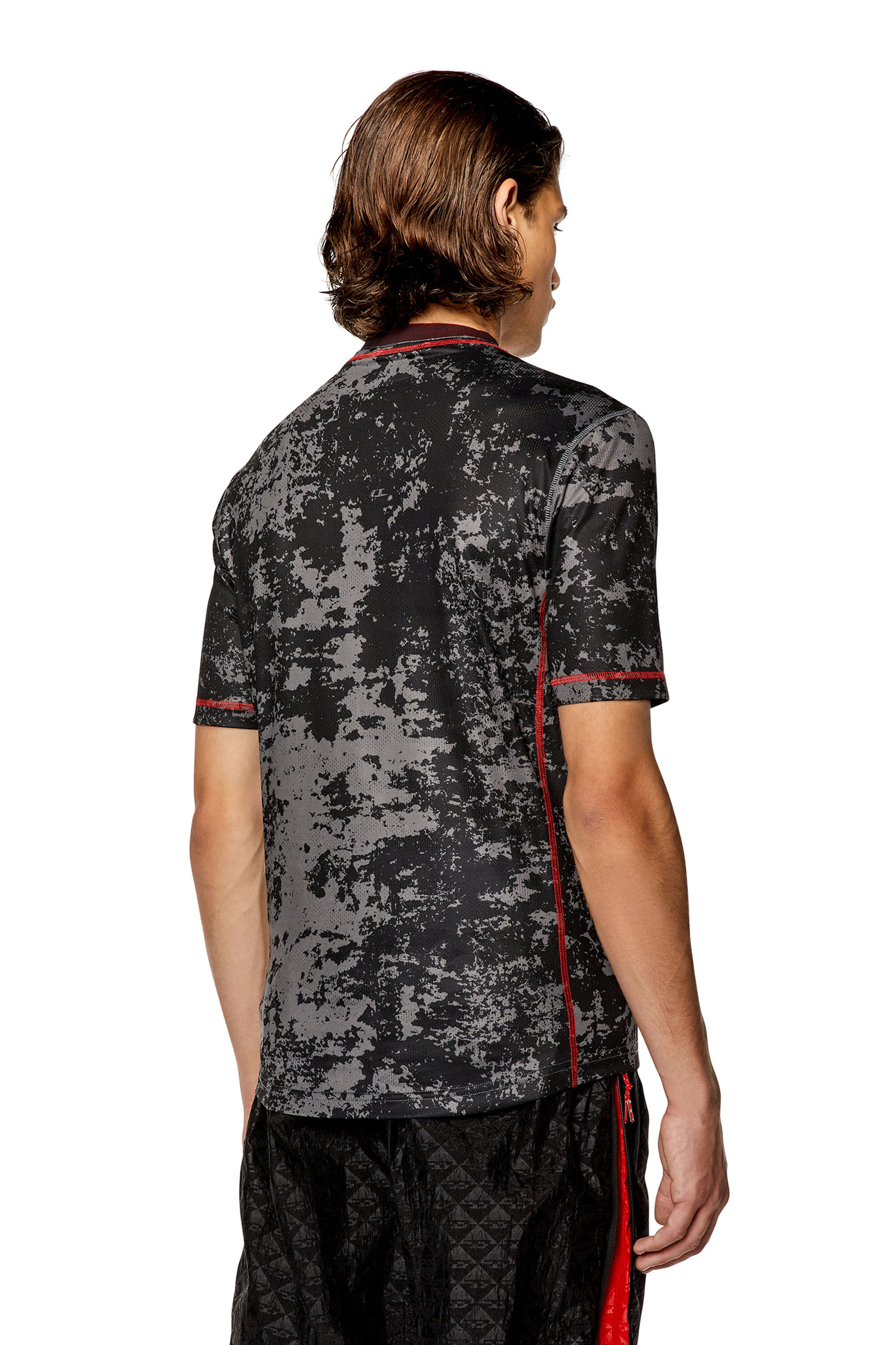 Men's Camo-jacquard T-shirt with cloudy print | Black | Diesel