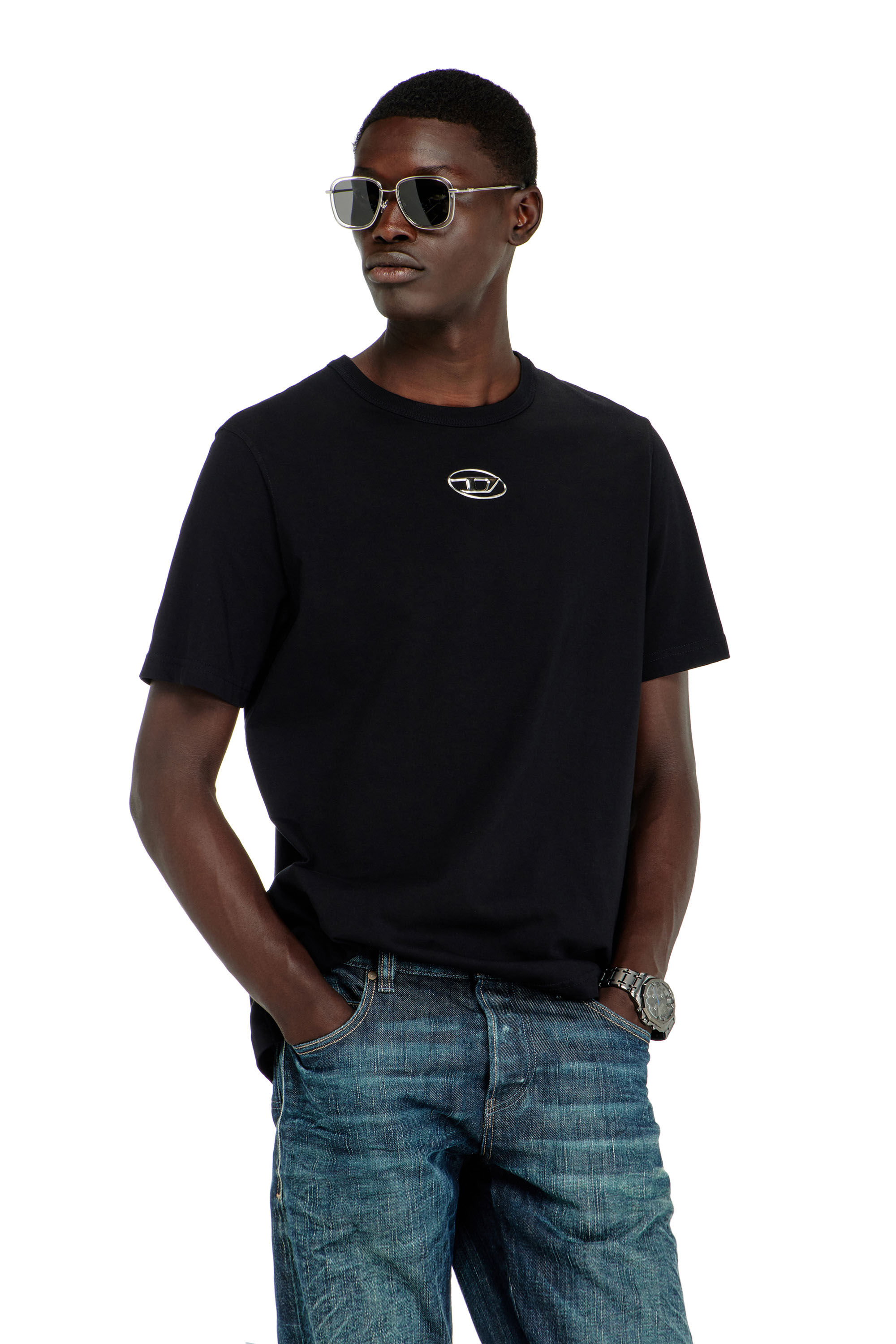 Men's Crew Neck T-Shirt with Metallic Oval D | Diesel® US