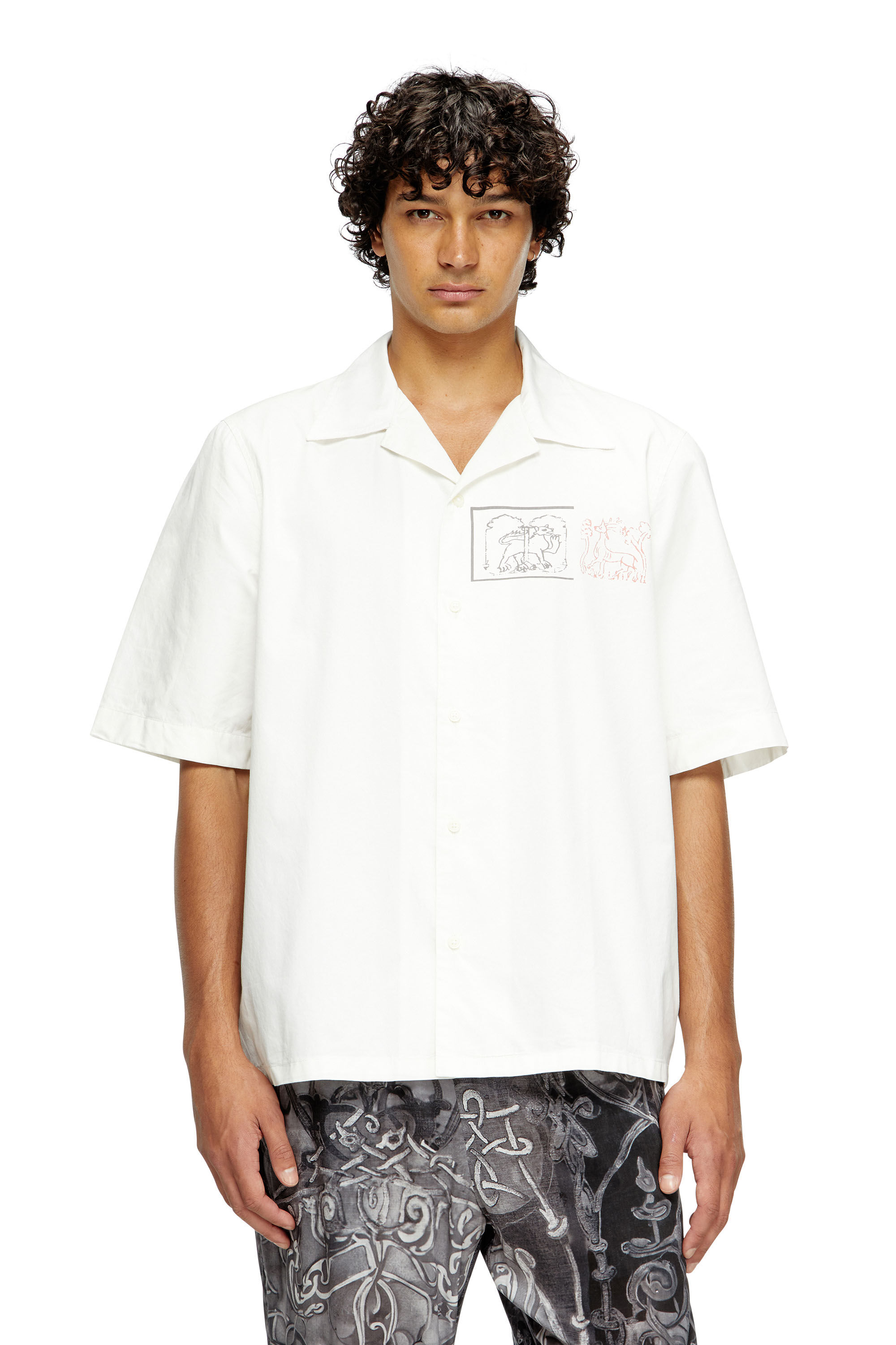 Diesel - S-BRACK-A-HGBS, Chemise avec imprimé épée Homme in Blanc - 3
