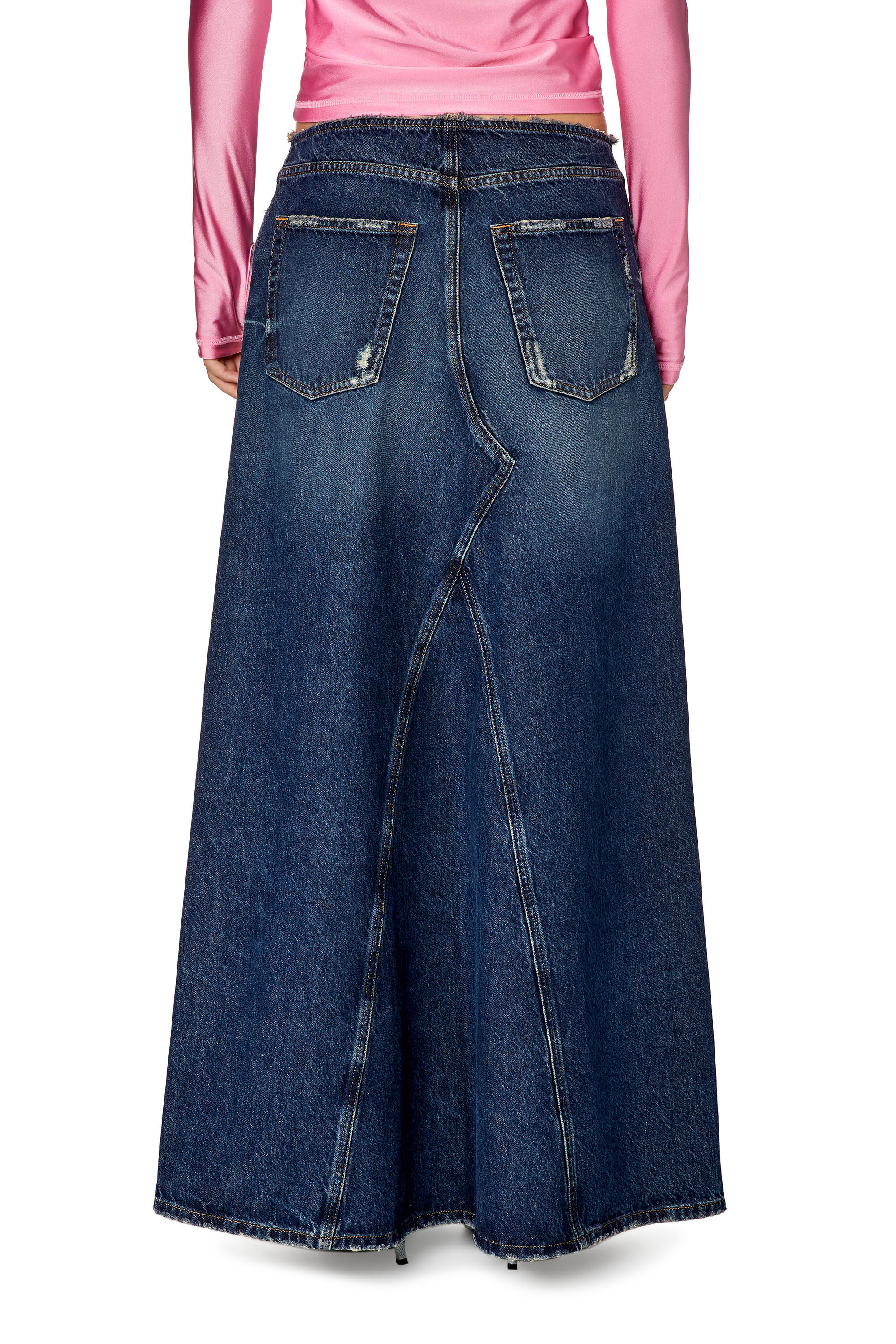 Diesel - DE-PAGO-S, Jupe longue avec taille cut-off Femme in Bleu - 4