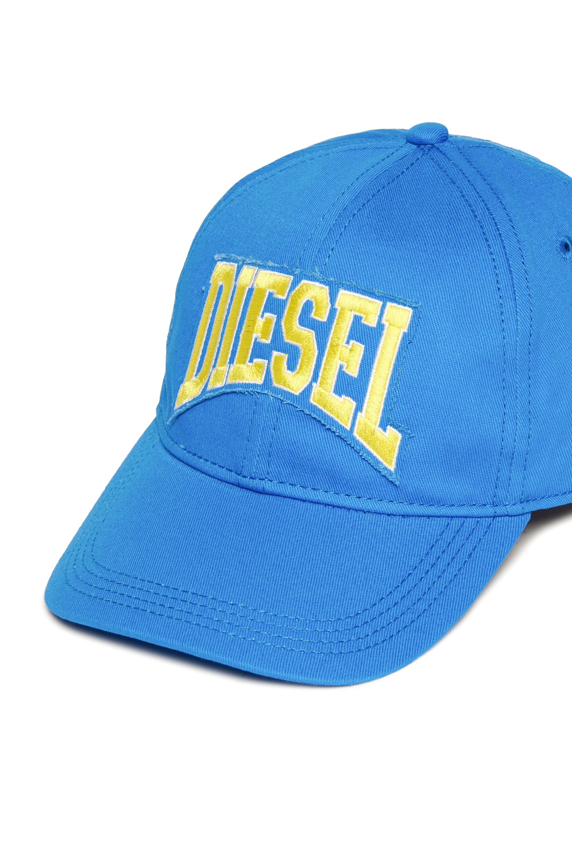 Diesel - FCGUS, Male's Baseball cap with logo-embroidered patch in Blue/Yellow - 3