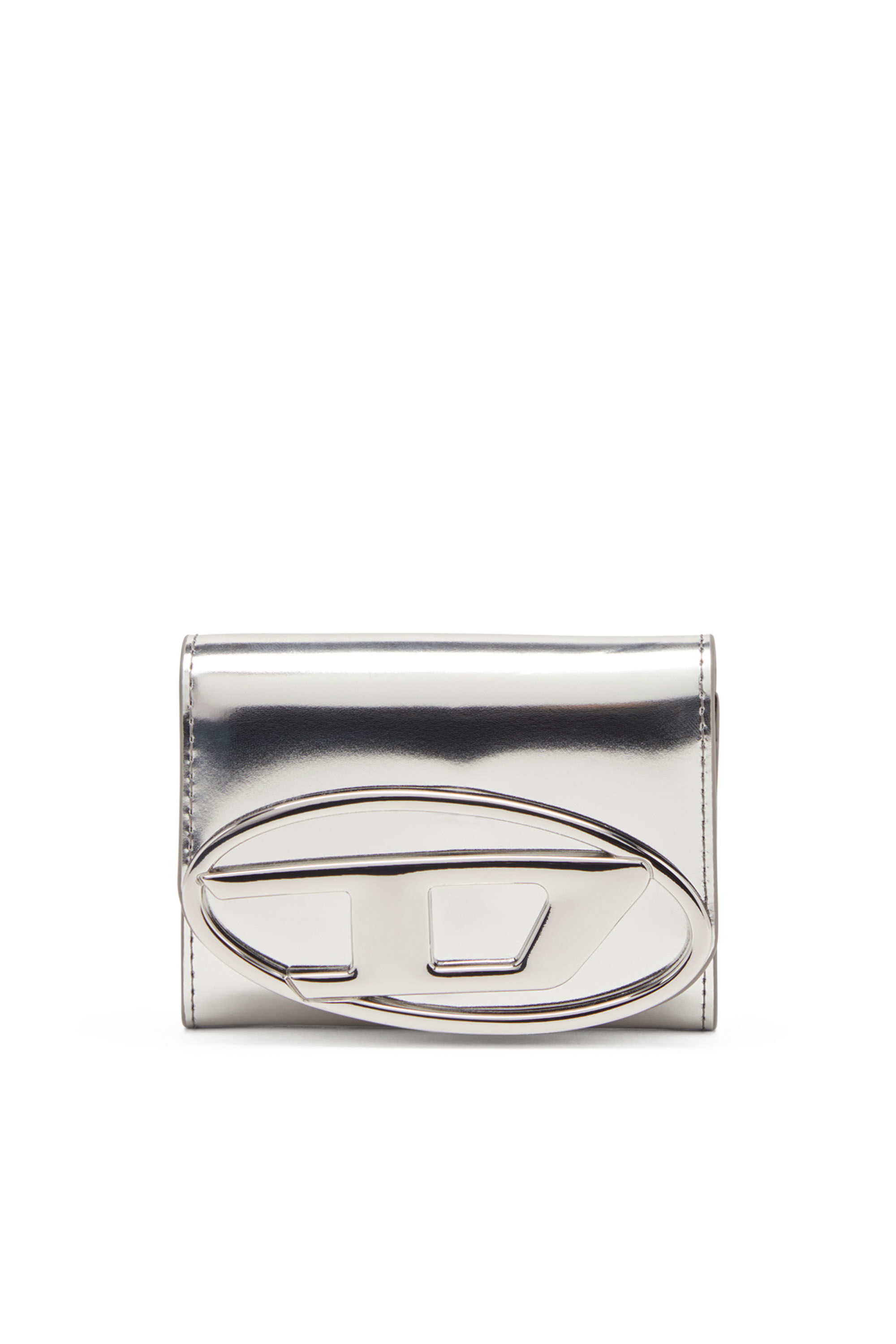 Women's Bi-fold card holder in mirrored leather | Silver | Diesel