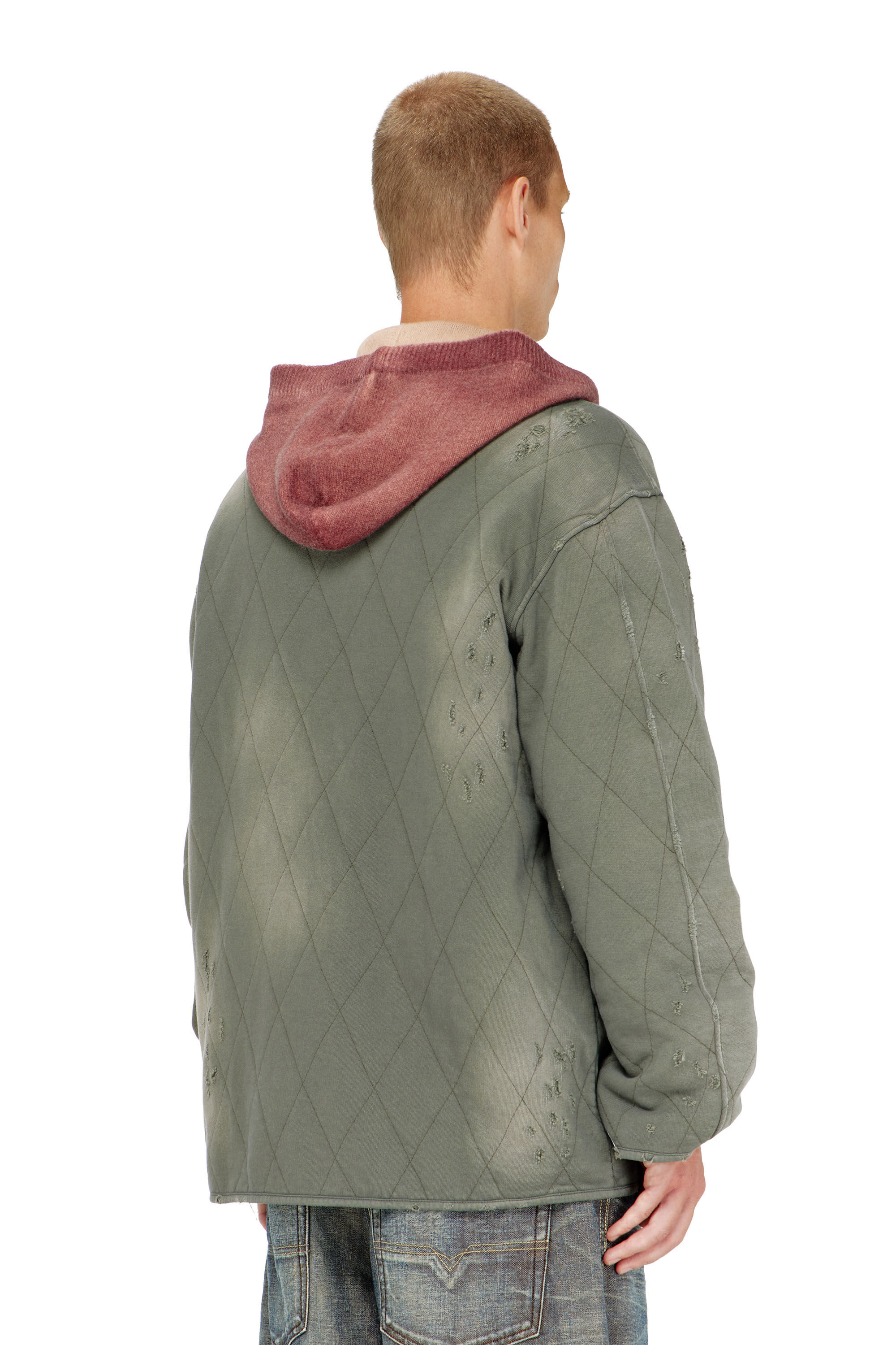 Diesel - S-ABOY, Man's Distressed quilted liner jacket in Military Green - 4