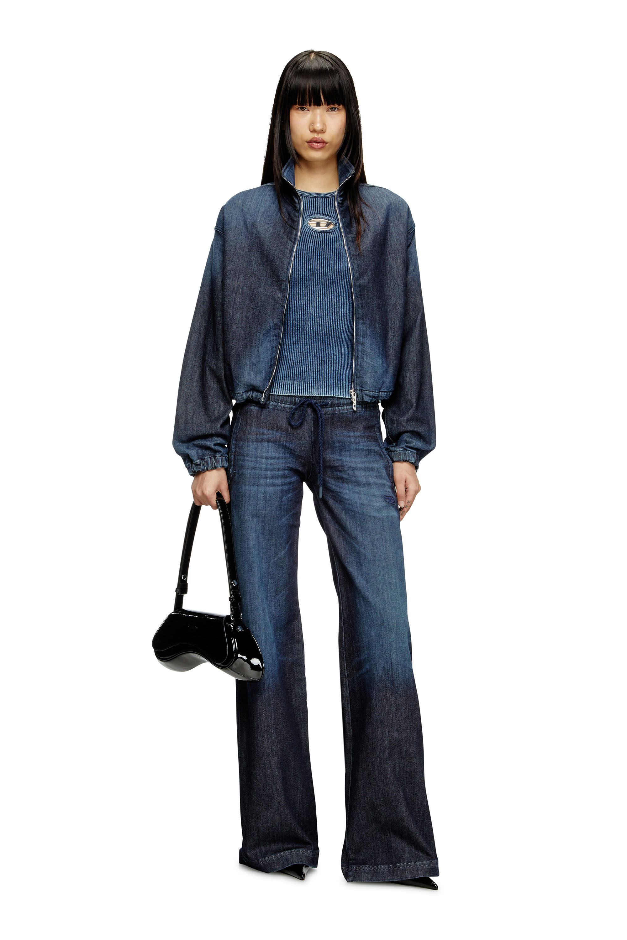 Women's Rib-knit tank top with Oval D | Blue | Diesel