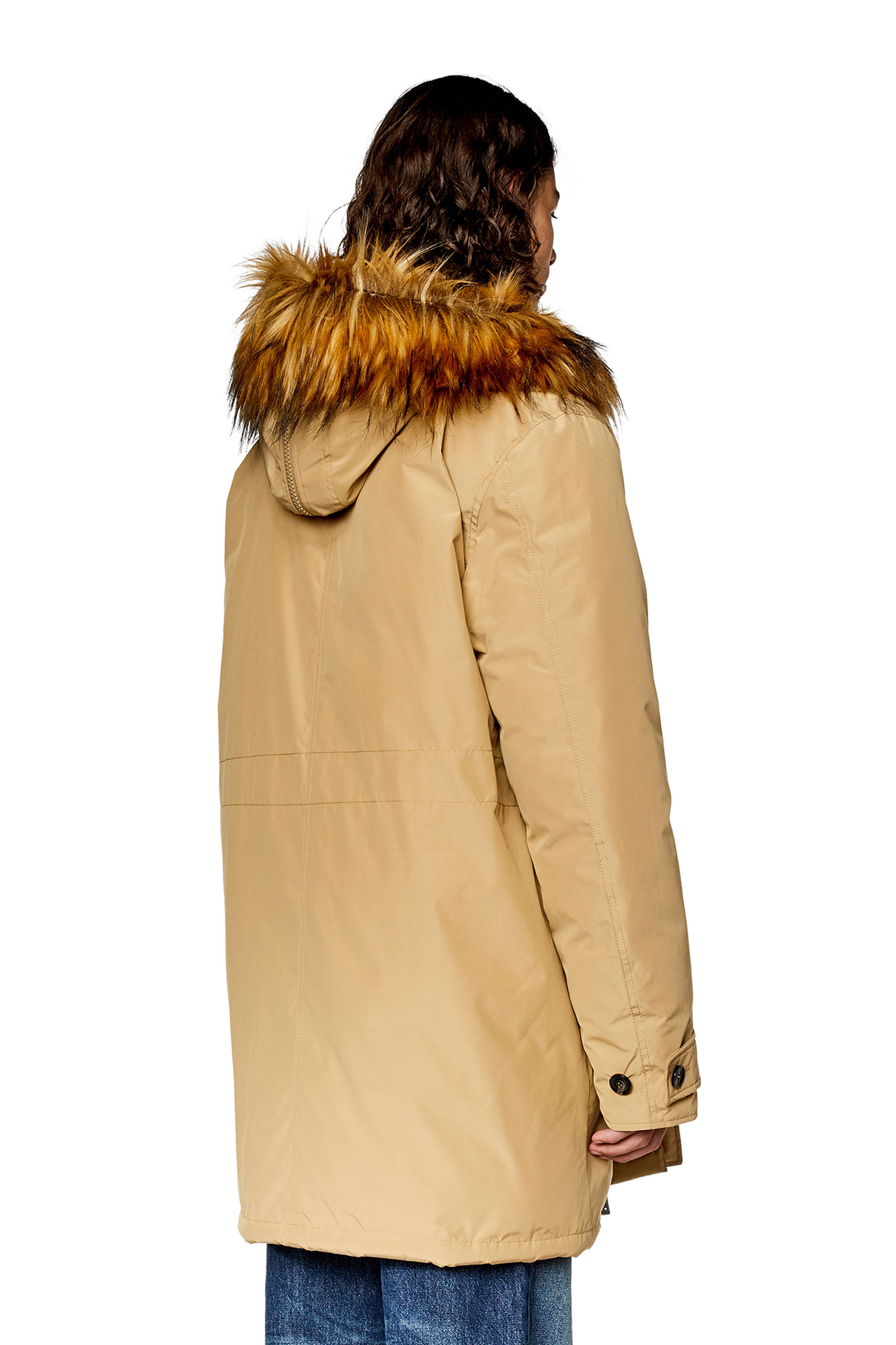 Diesel - W-JORGY, Parka matelassée avec bordure pelucheuse sur la capuche Homme in Marron - 5