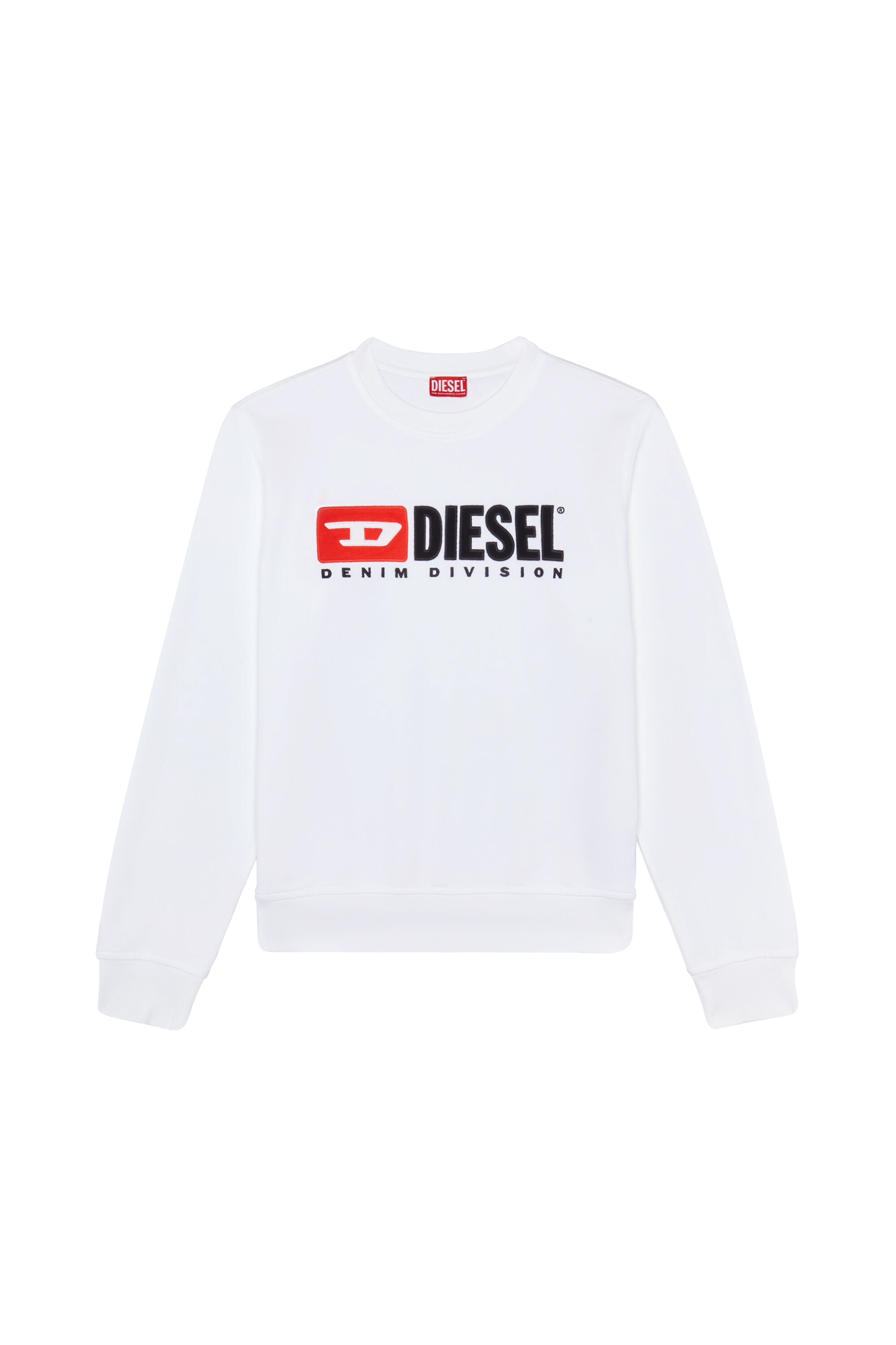 Diesel - S-GINN-DIV, Man's Sweatshirt with logo appliqu&eacute; in White - 2