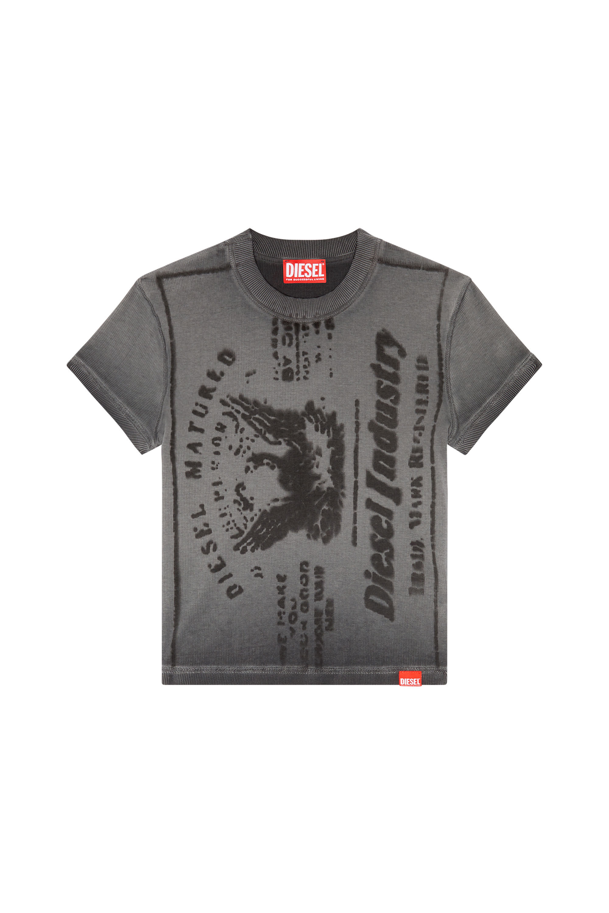 Diesel - T-SKINZY-L1, T-shirt avec imprimé intérieur Diesel Industry Femme in Gris - 2
