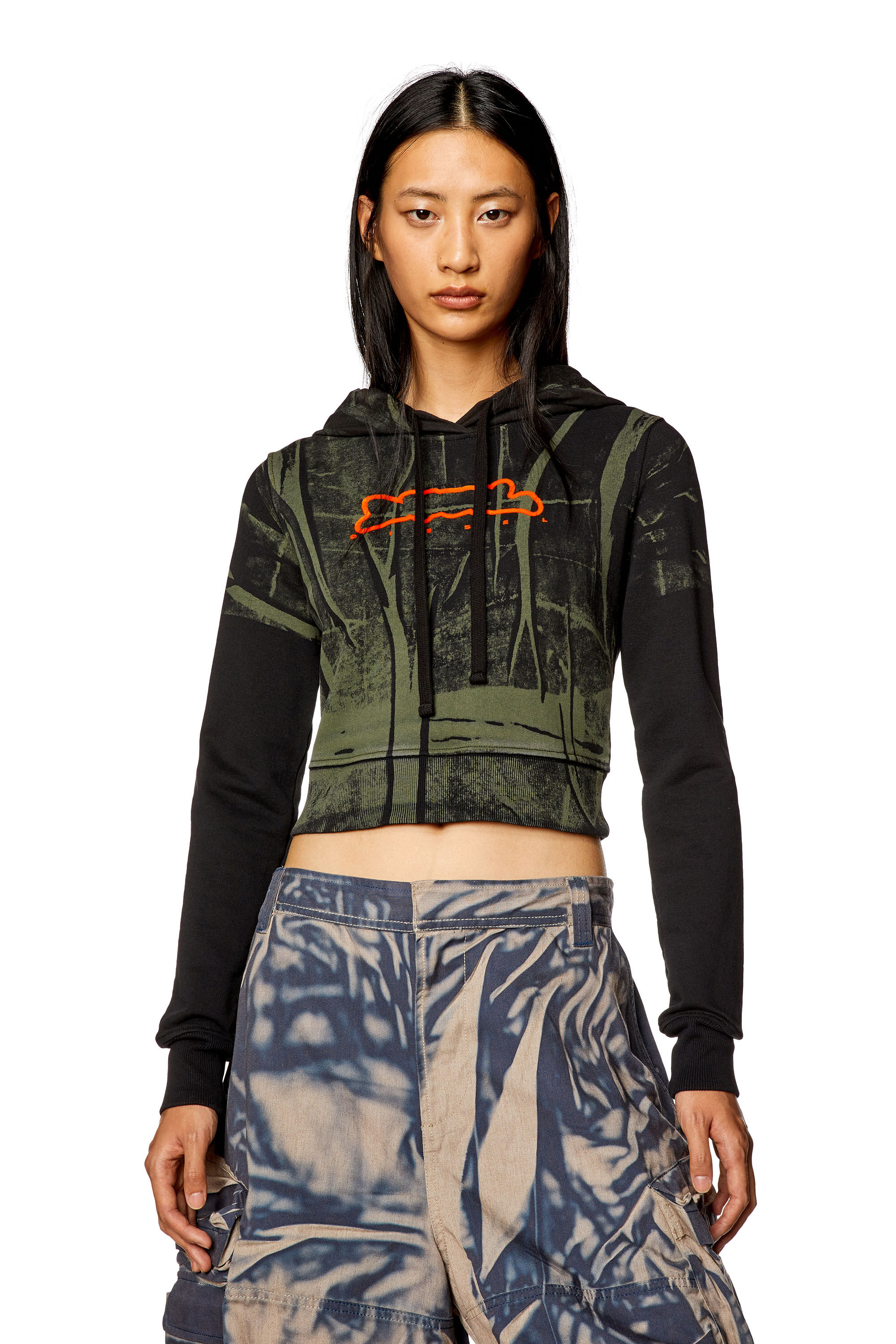 Diesel - F-SLIMMY-HOOD, Camiseta con estampado con efecto de pliegues Mujer in Multicolor - 3