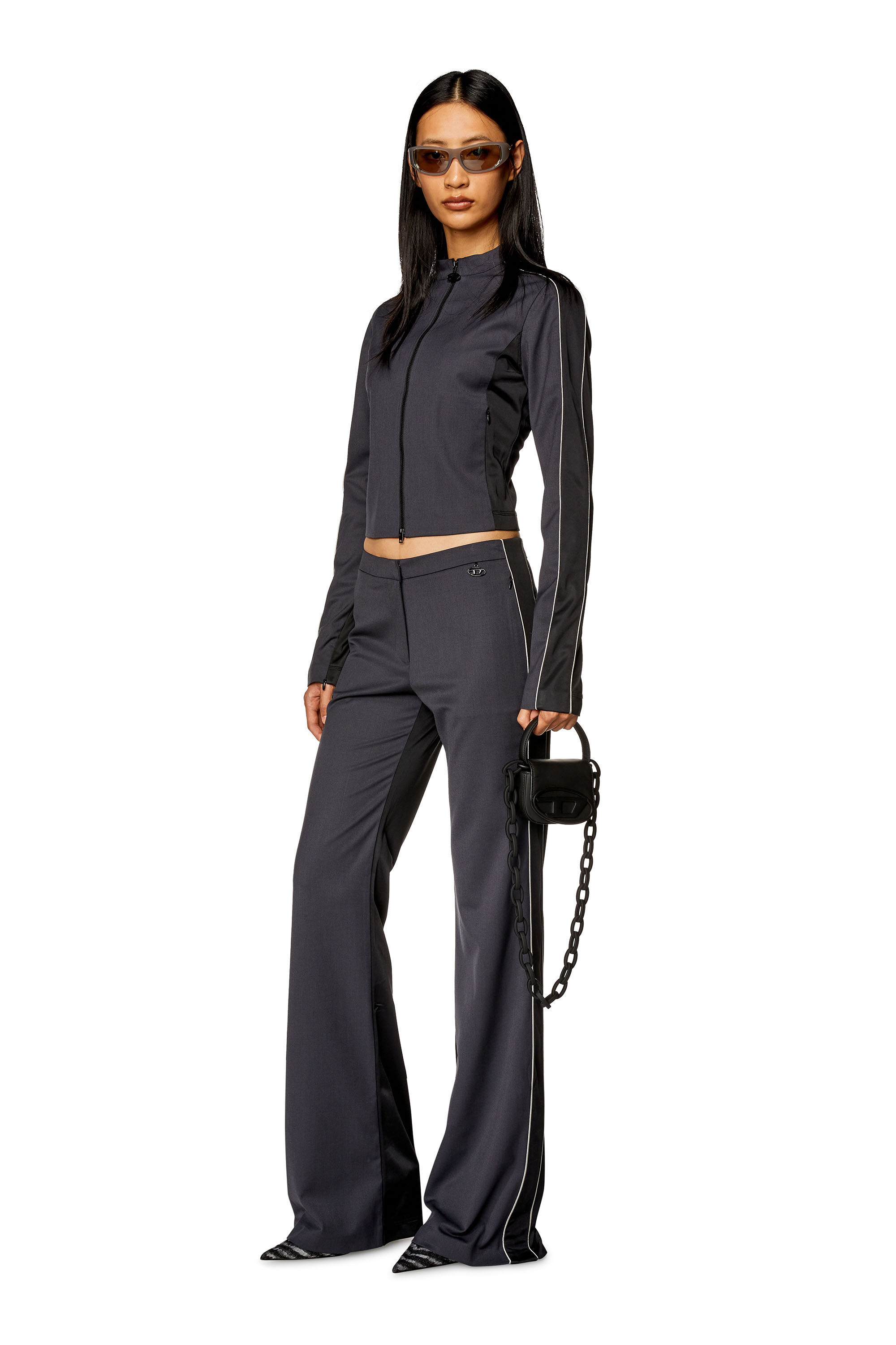 Women's Flared pants in wool blend and double knit | Multicolor