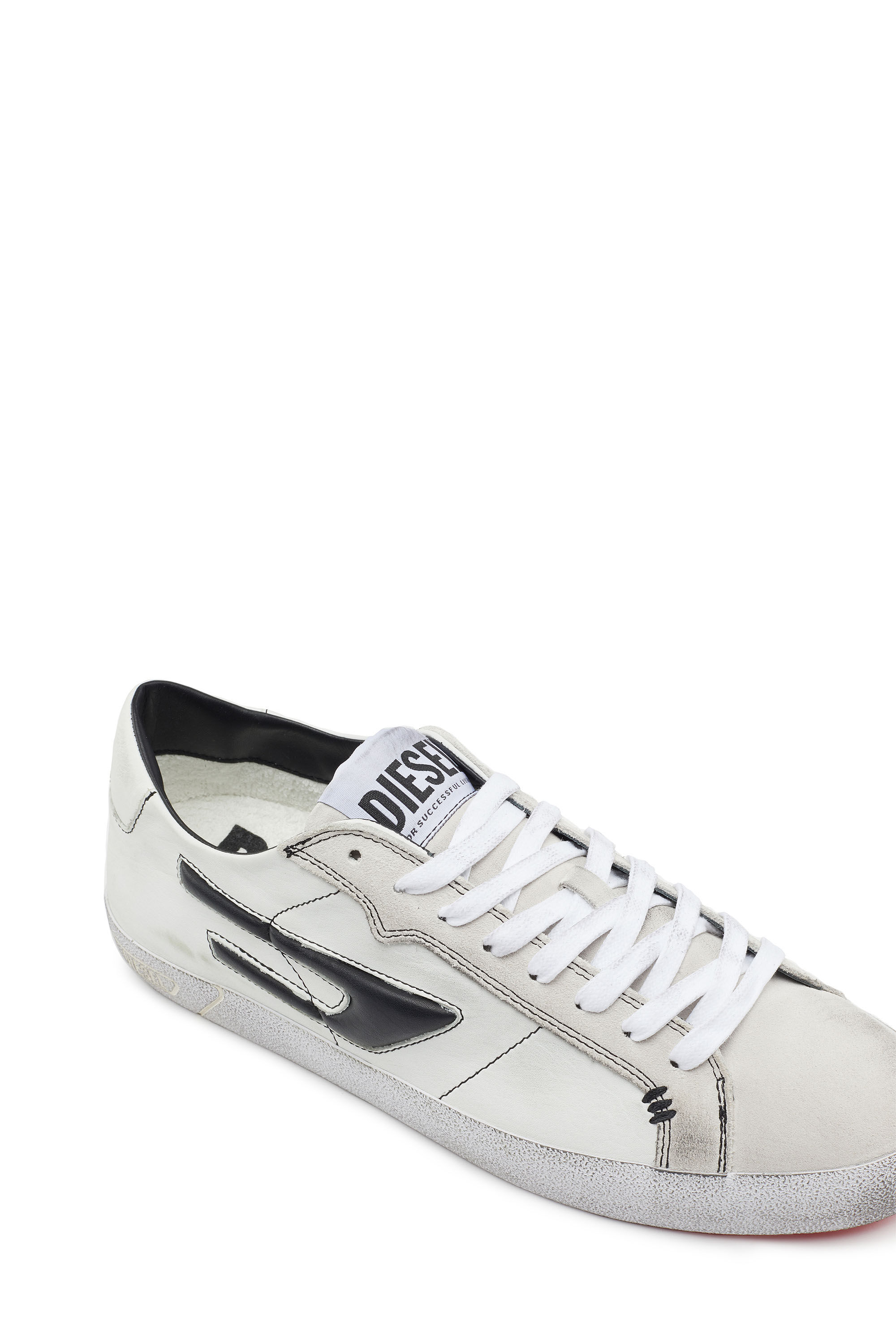 Diesel - S-LEROJI LOW, Male's S-Leroji Low - Low-top leather sneakers with D logo in White - 6
