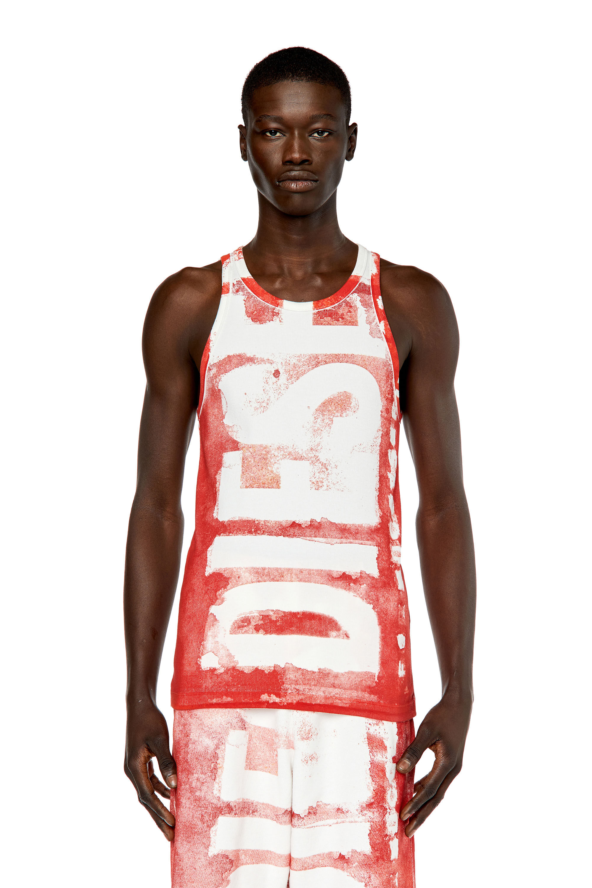 Diesel - T-LIFT-G1, Débardeur avec logo effet délavé Homme in Rouge - 3