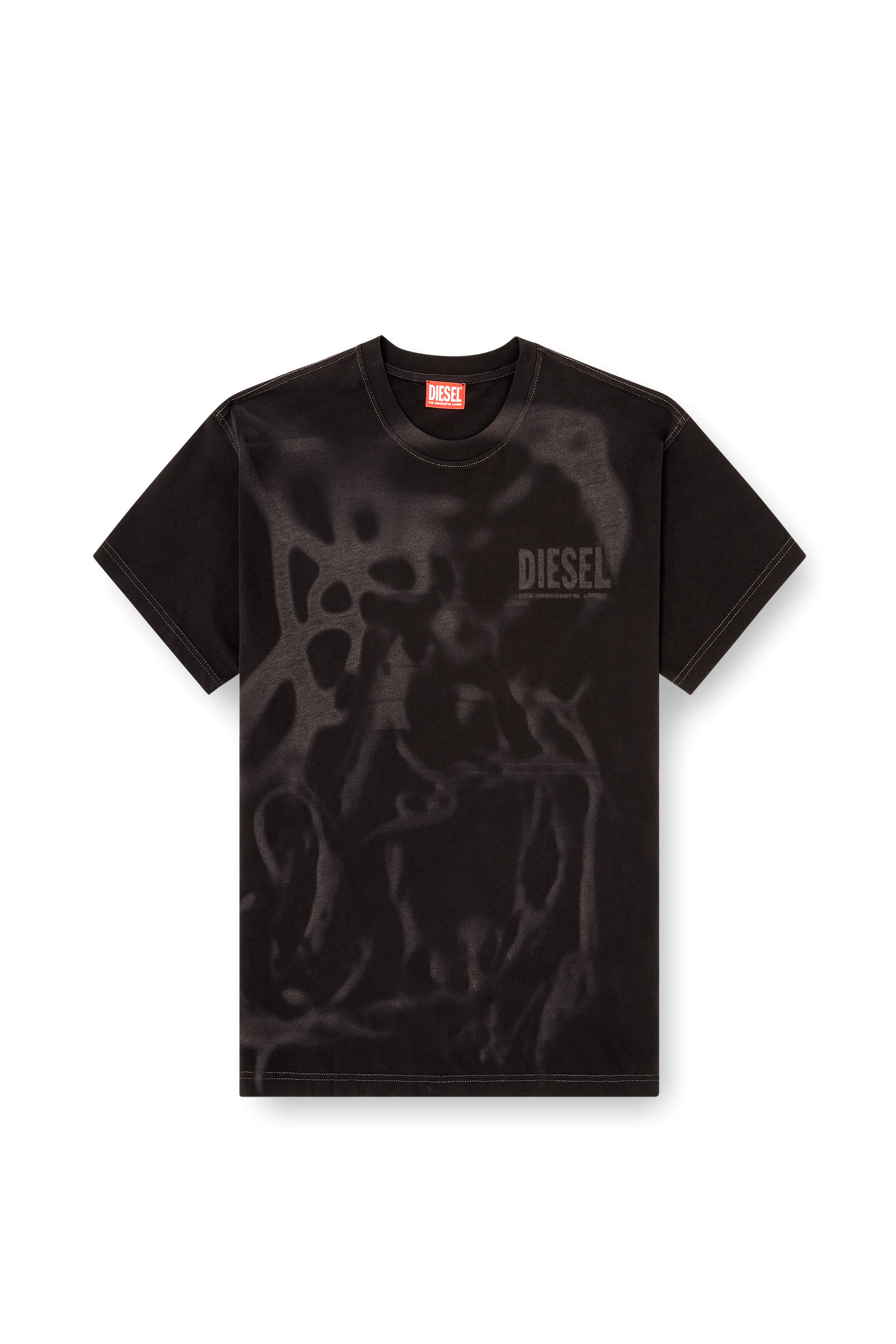 Men's Cotton T-shirt with laser print | Black | Diesel