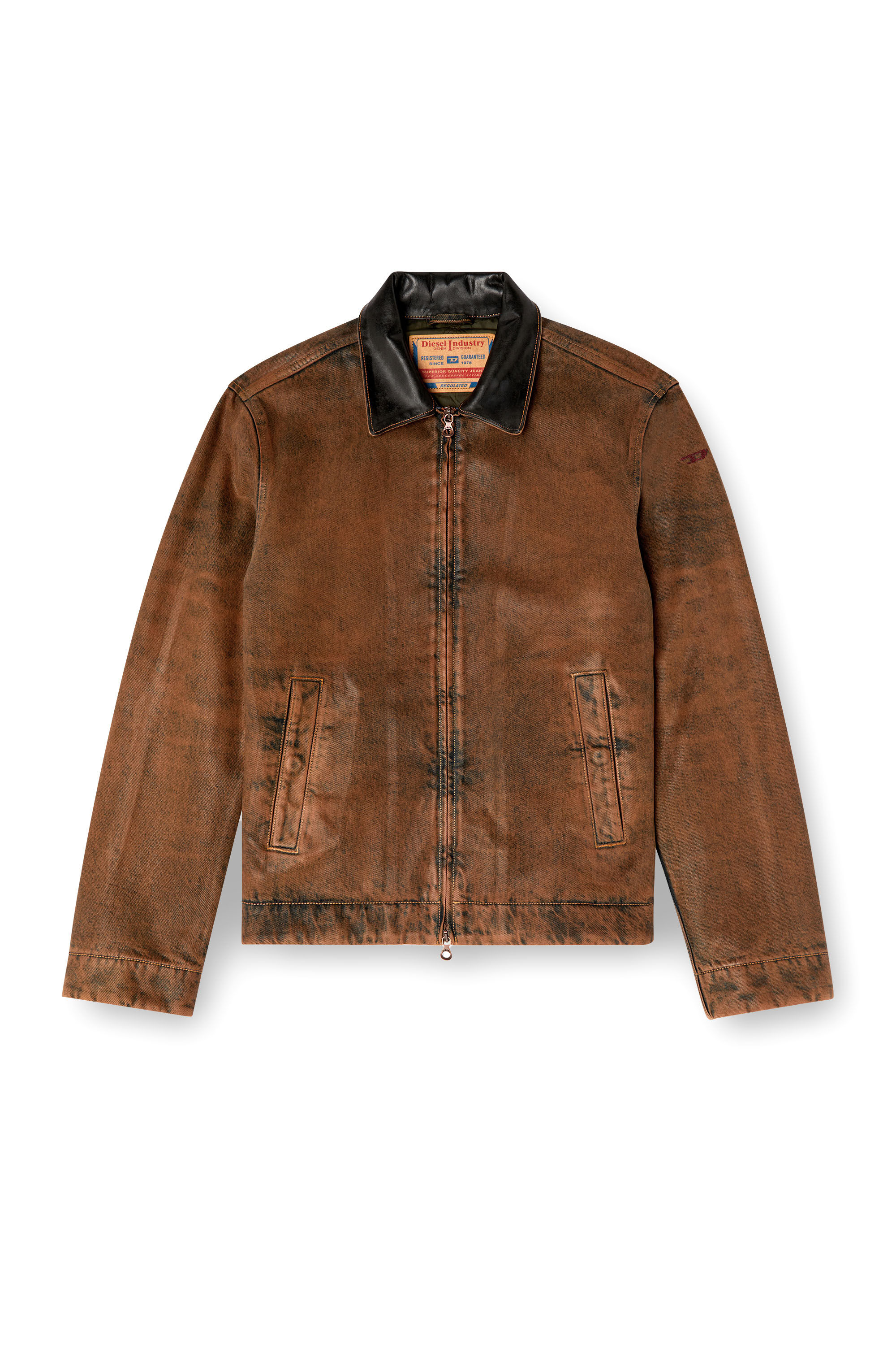 Diesel - D-ROHE-S, Blouson matelassé en denim enduit Homme in Marron - 2
