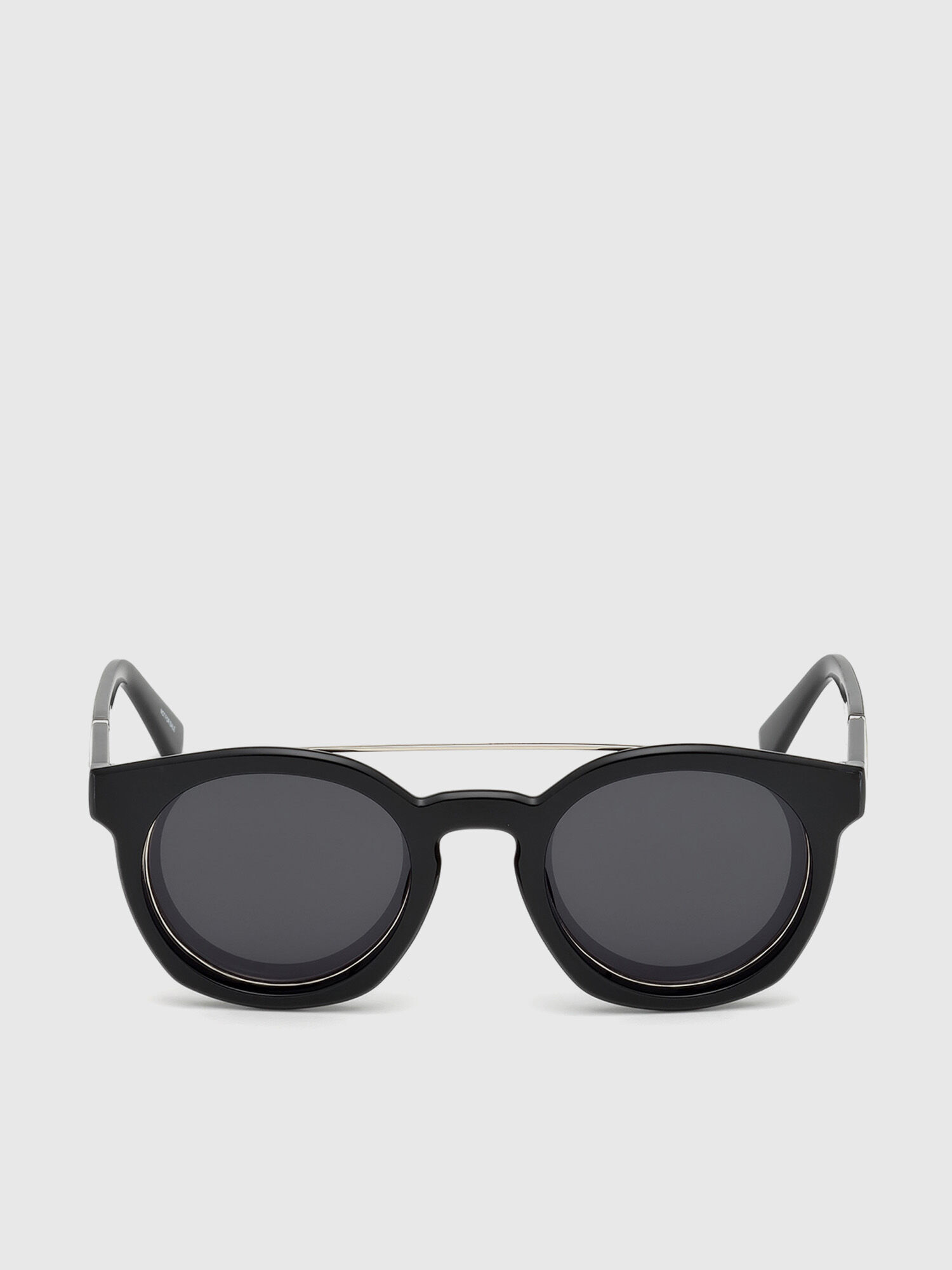 Diesel - DL0251, Unisex's Round shape eyewear with shiny clip-back in Bright Black - 1