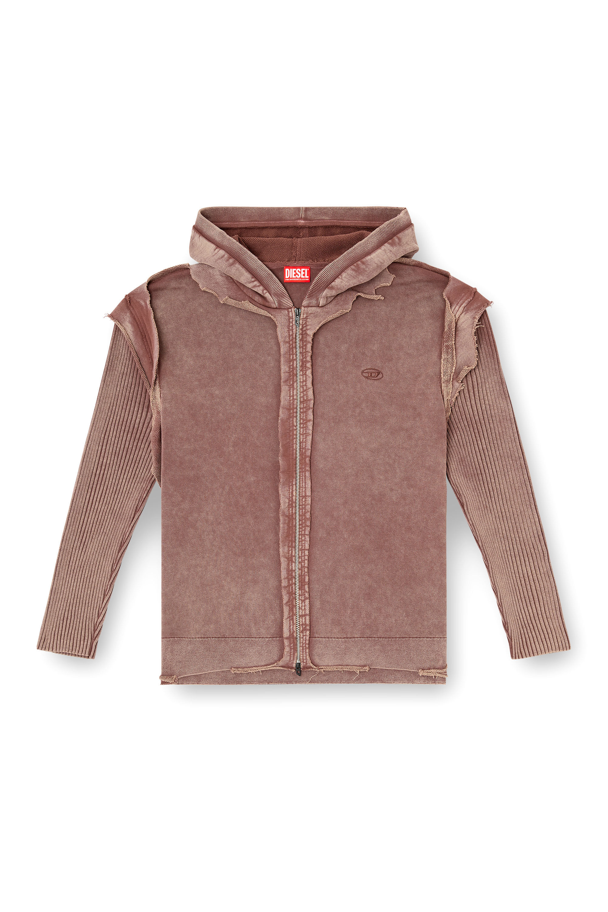 Diesel - K-PELTO, Sweat-shirt à capuche zippé avec effet destroy Homme in Marron - 2