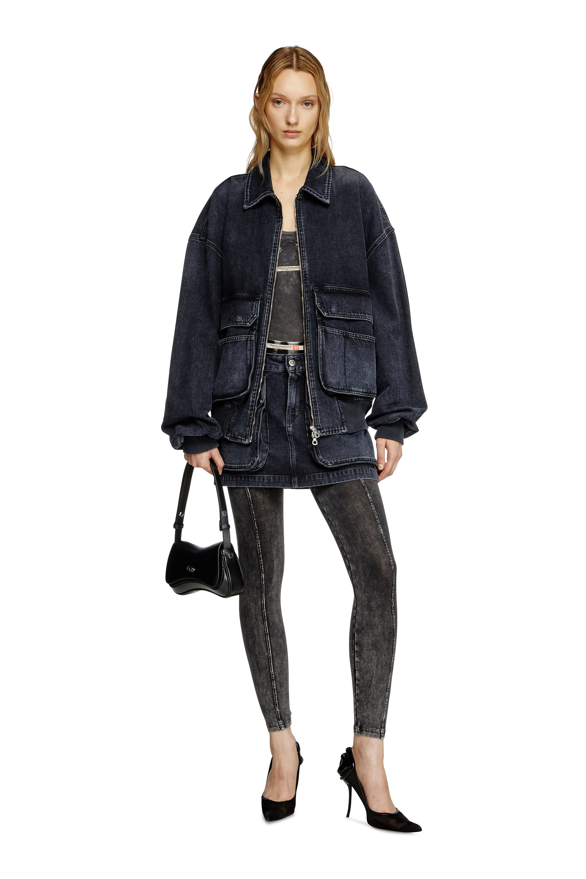 DIESEL jeans skirt De-Ton【注目商品】SS25 新作 ★ Women's Mini skirt in batavia-weave denim | Black | Diesel