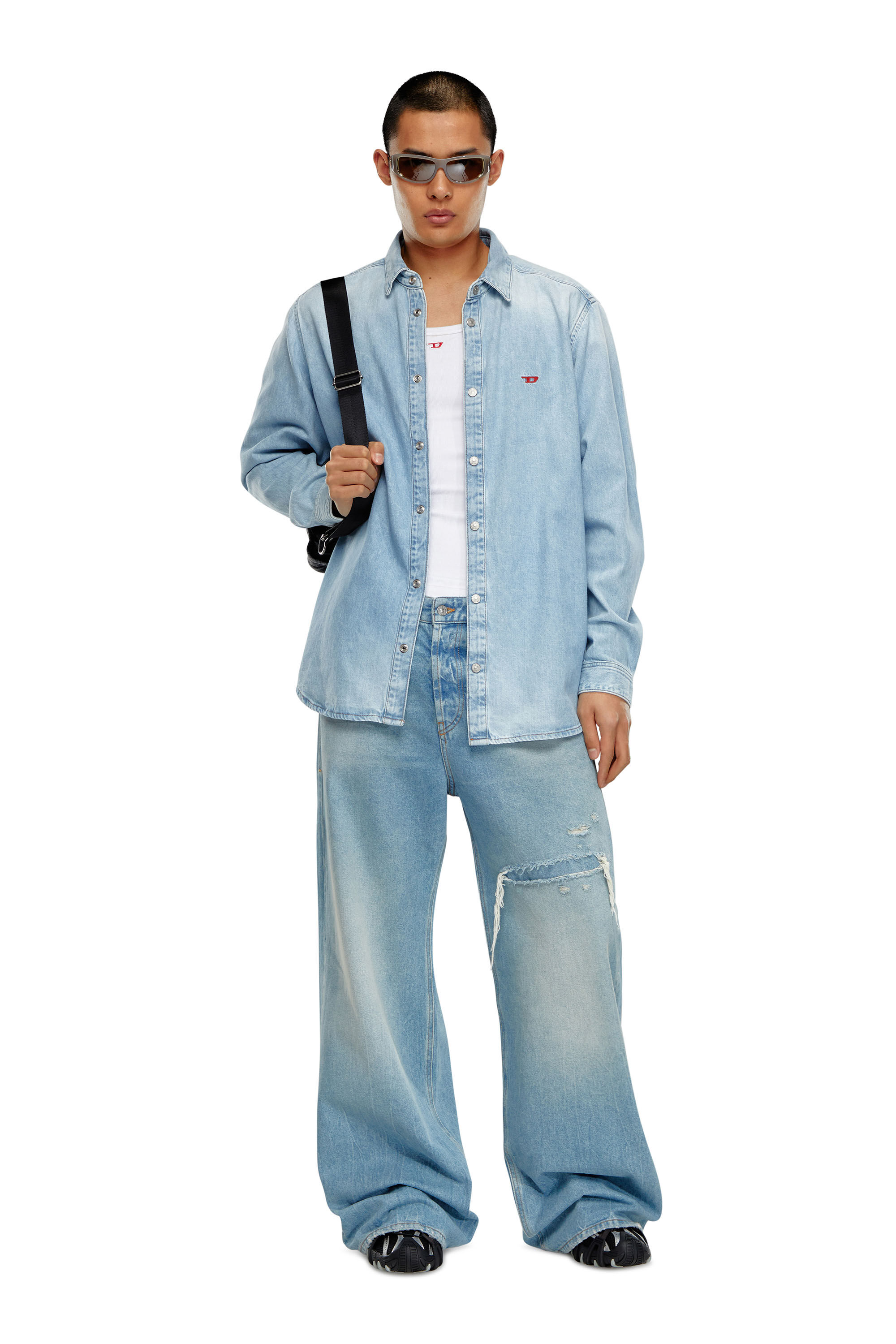 Diesel - D-SIMPLY, Man's Shirt in denim in Light Blue - 1